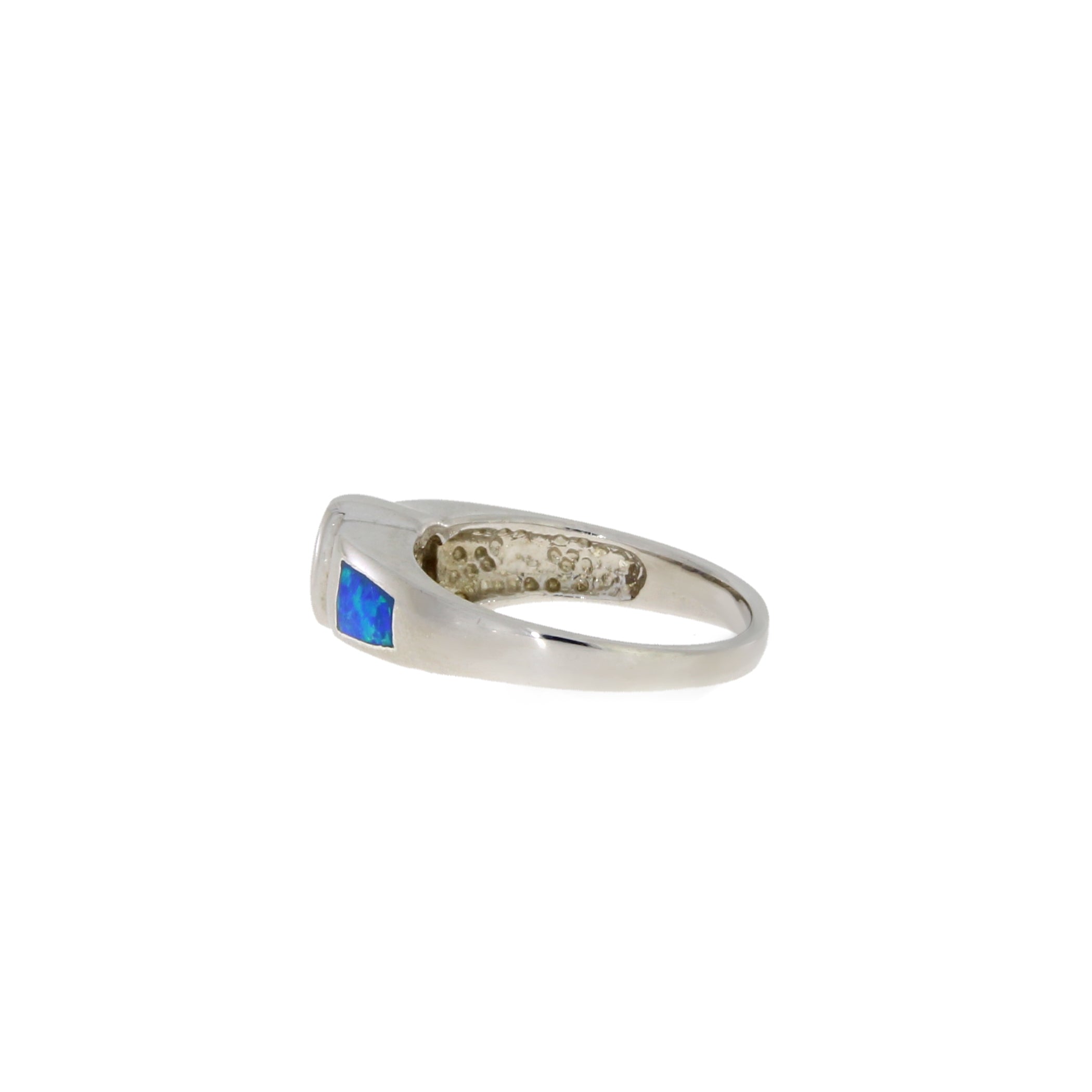 Cubic Zirconia Created Opal Ring Sterling Silver on sale at MyriadMart