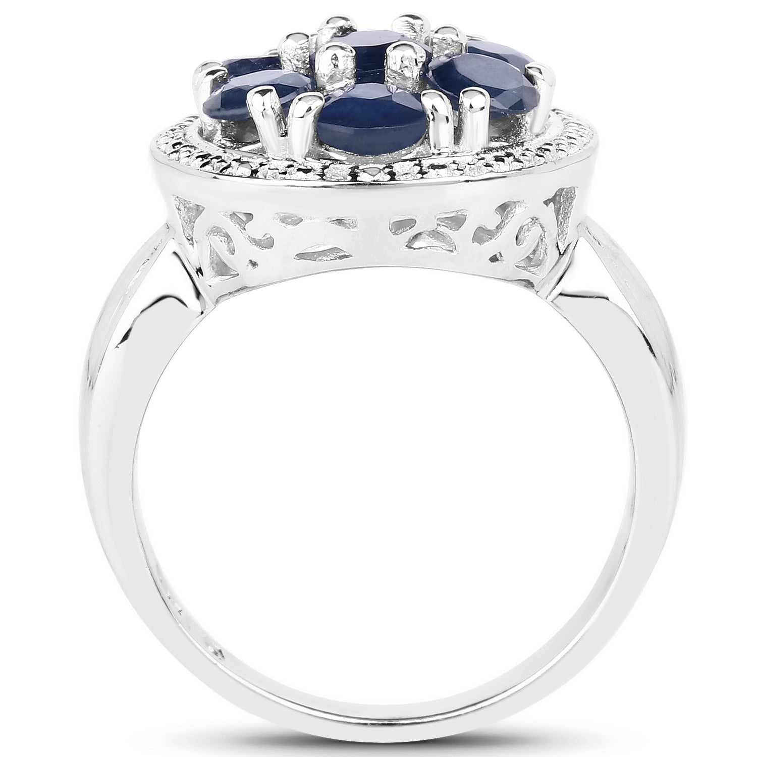 2.10 Carat Genuine Blue Sapphire .925 Sterling Silver Ring on sale at MyriadMart