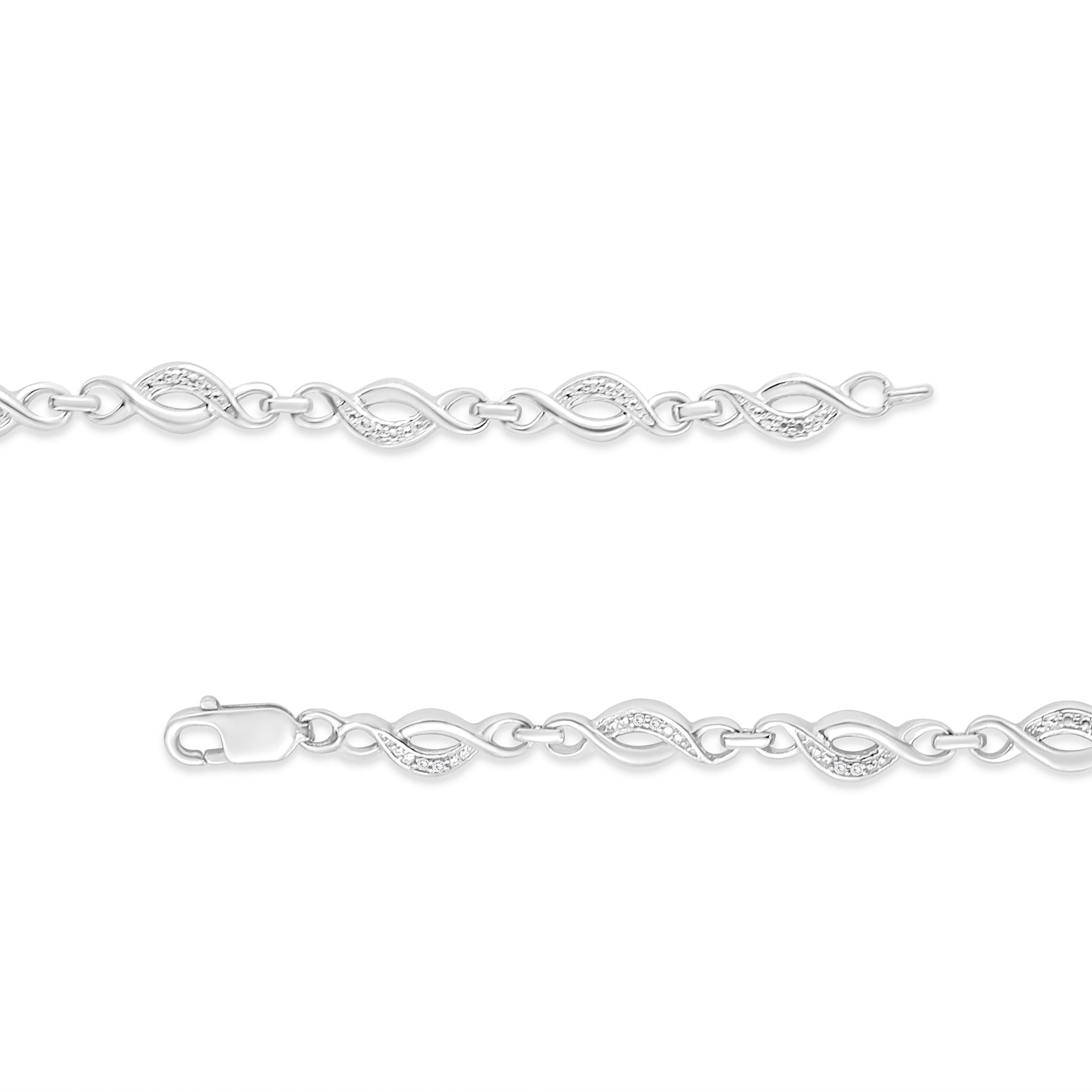.925 Sterling Silver Prong Set Diamond Accent Curved Spiral Link Bracelet I-J Color, I3 Clarity - 7.25" on sale at MyriadMart