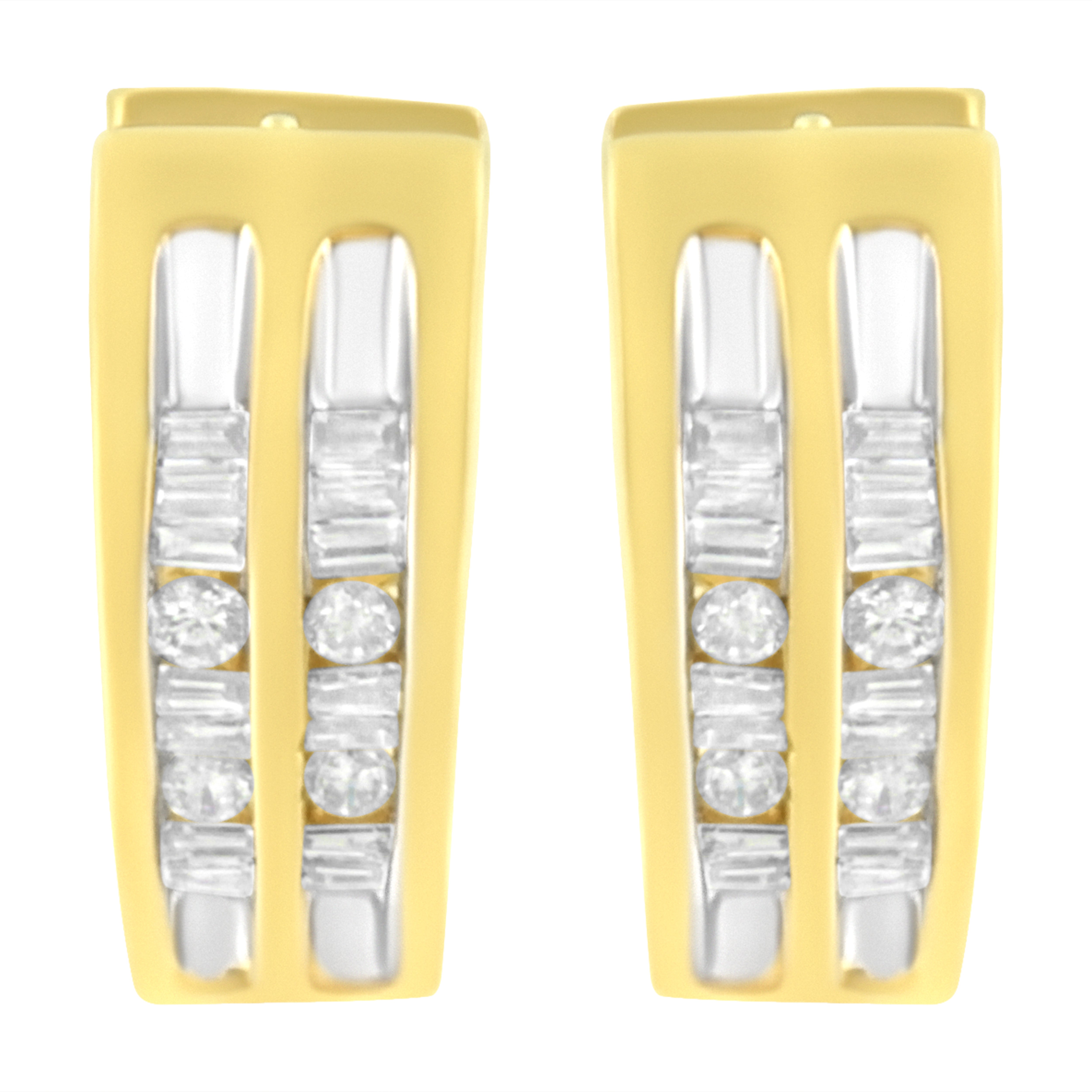 10K Yellow Gold 1/2 cttw Diamond Huggy Heart Hoop Earrings I-J Clarity, I2-I3 Color on sale at MyriadMart