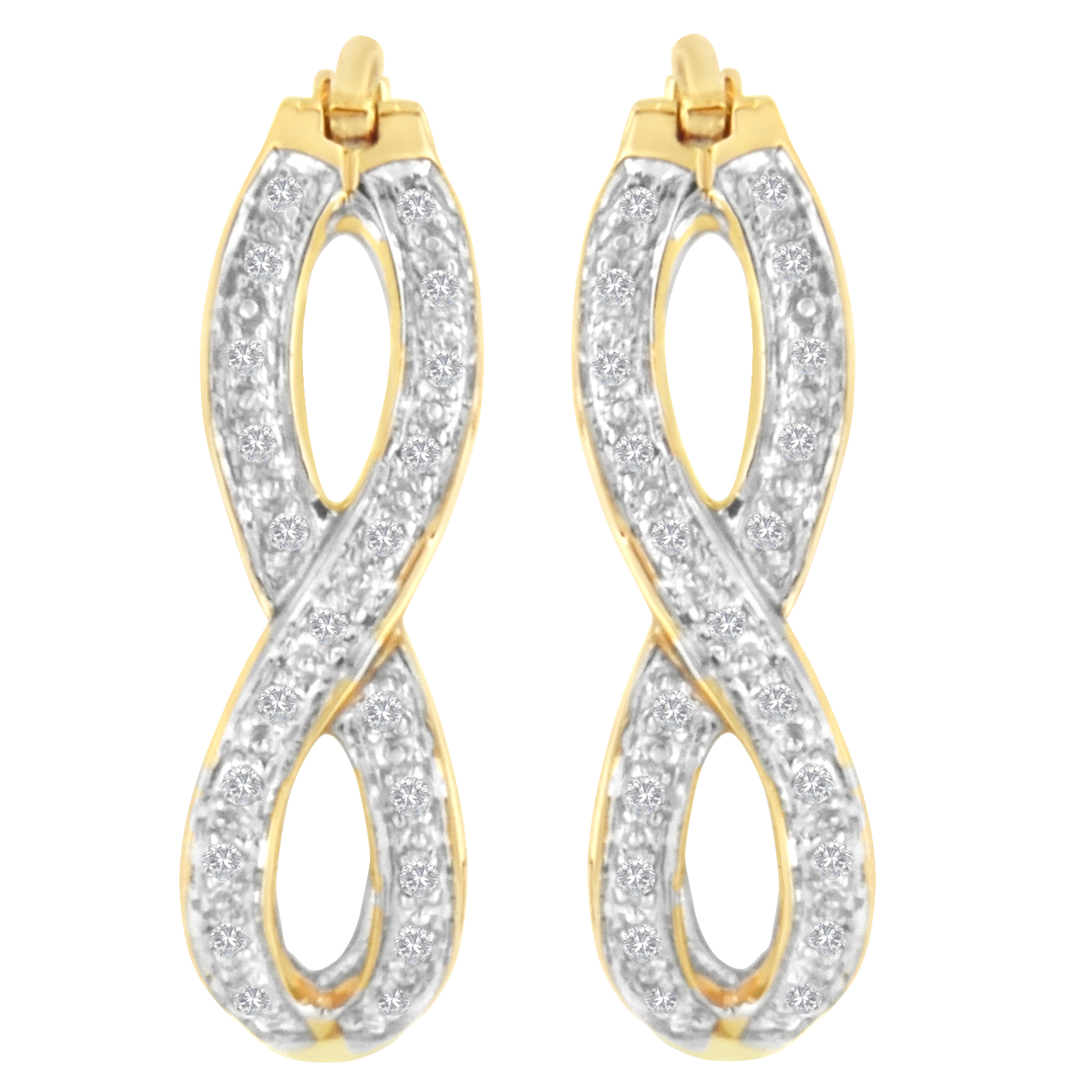 10K Yellow and White Gold 1/4 cttw Diamond Double Infinity Hoop Earrings I-J Clarity, I1-I2 Color on sale at MyriadMart