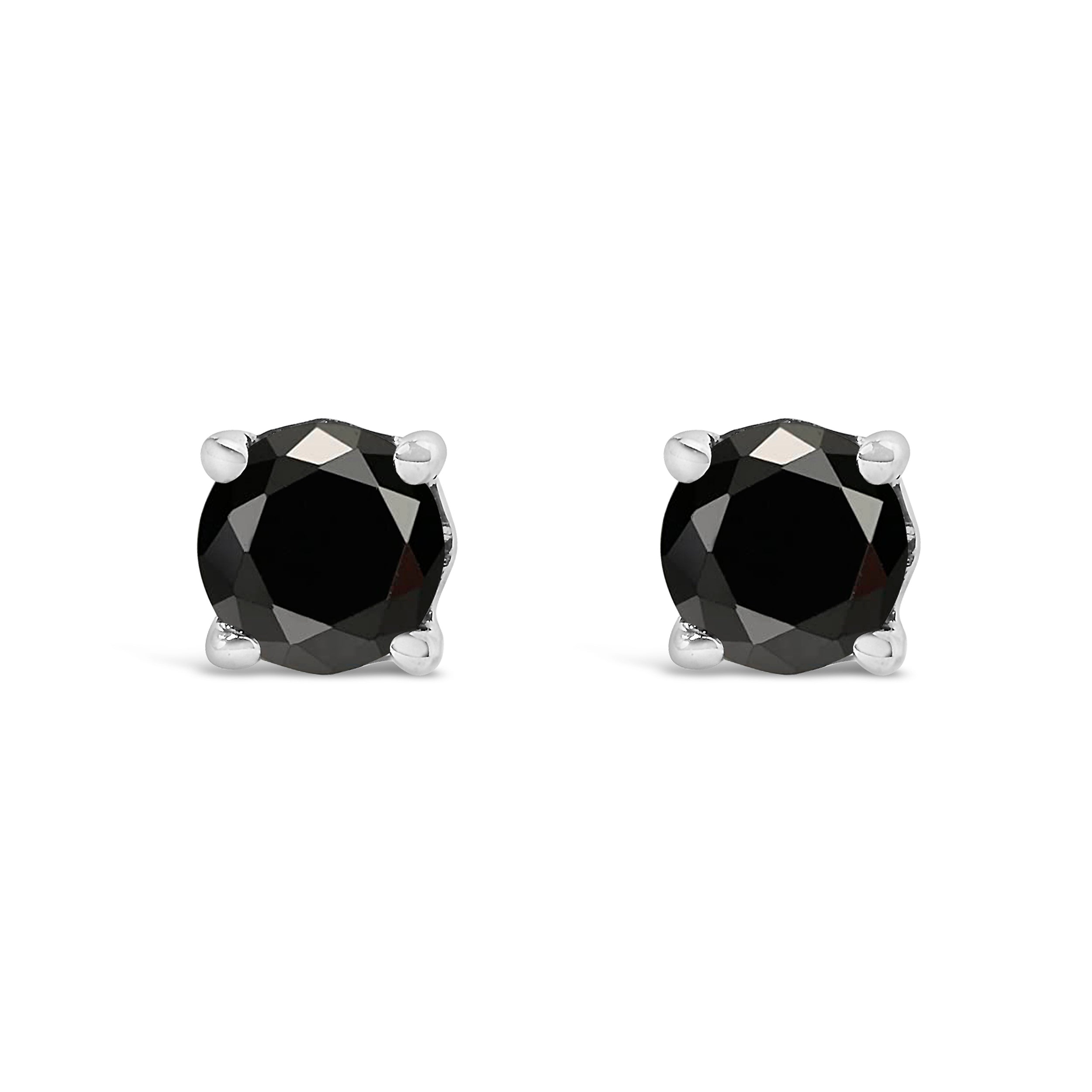 .925 Sterling Silver 1/2 Cttw Black Diamond Solitaire Stud Earrings on sale at MyriadMart