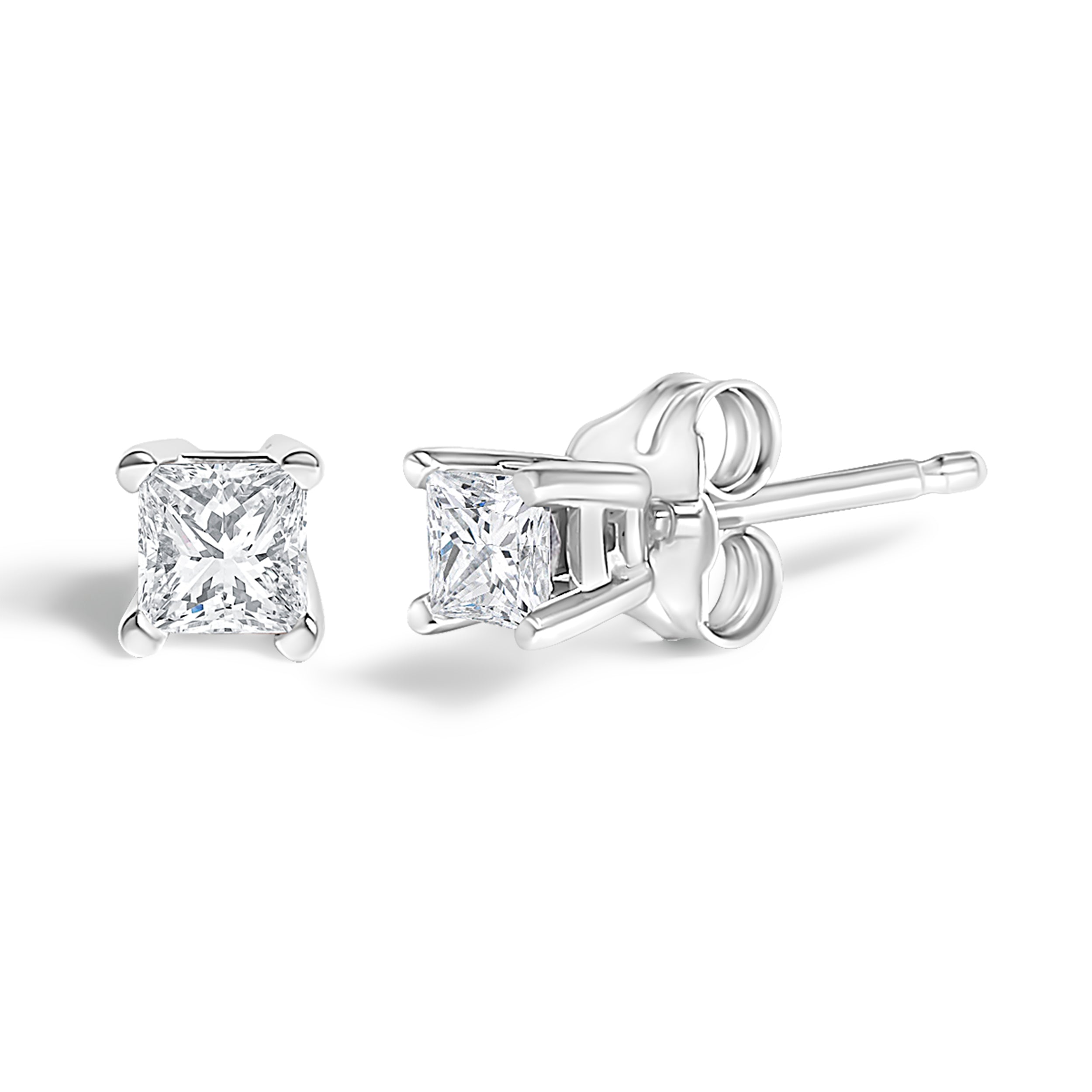 .925 Sterling Silver 1/4 Cttw Princess-Cut Diamond Solitaire Stud Earrings H-I Color, I1-I2 Clarity on sale at MyriadMart