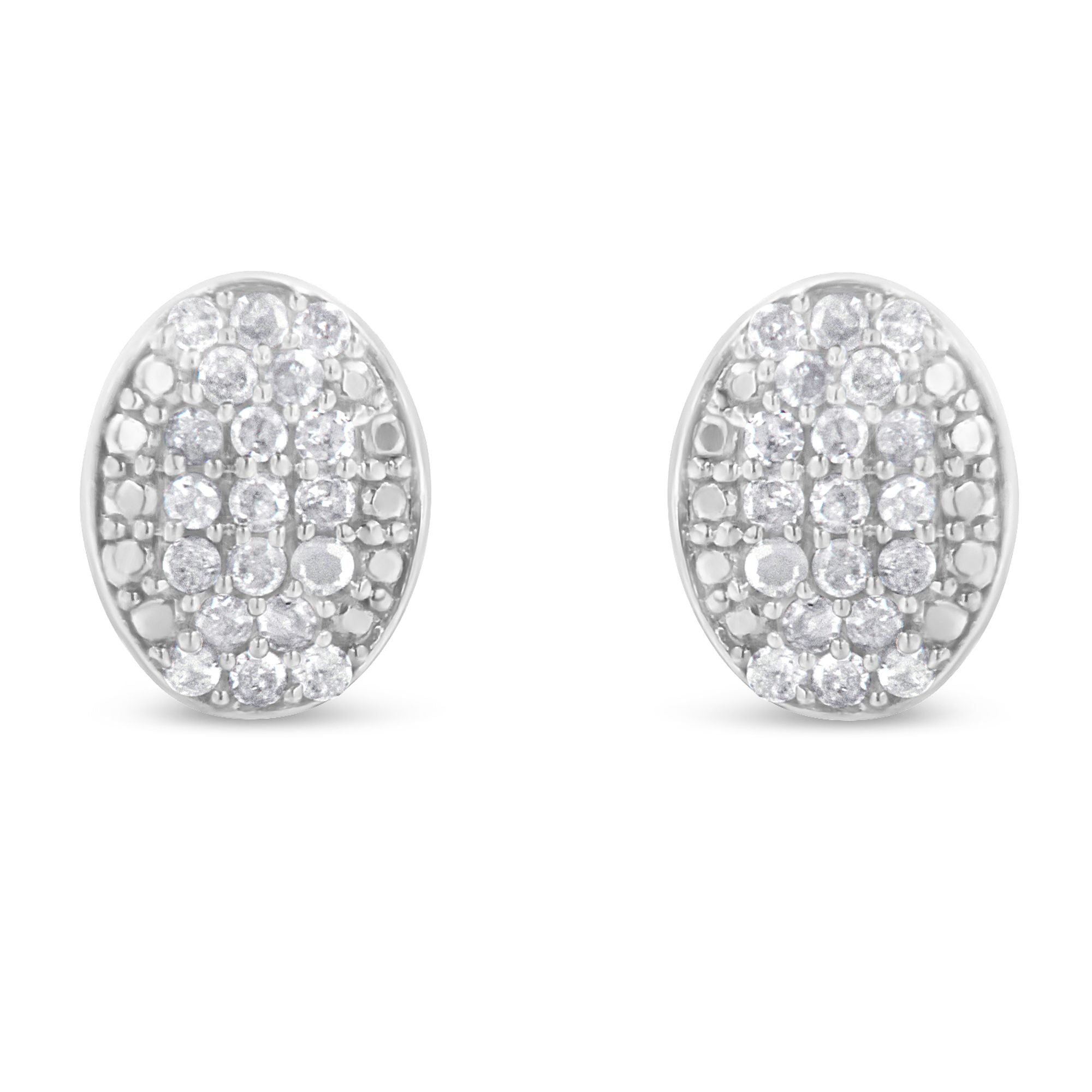 Sterling Silver Round Diamond Oval Cluster Earrings 1/2 cttw, I-J Color, I2-I3 Clarity on sale at MyriadMart