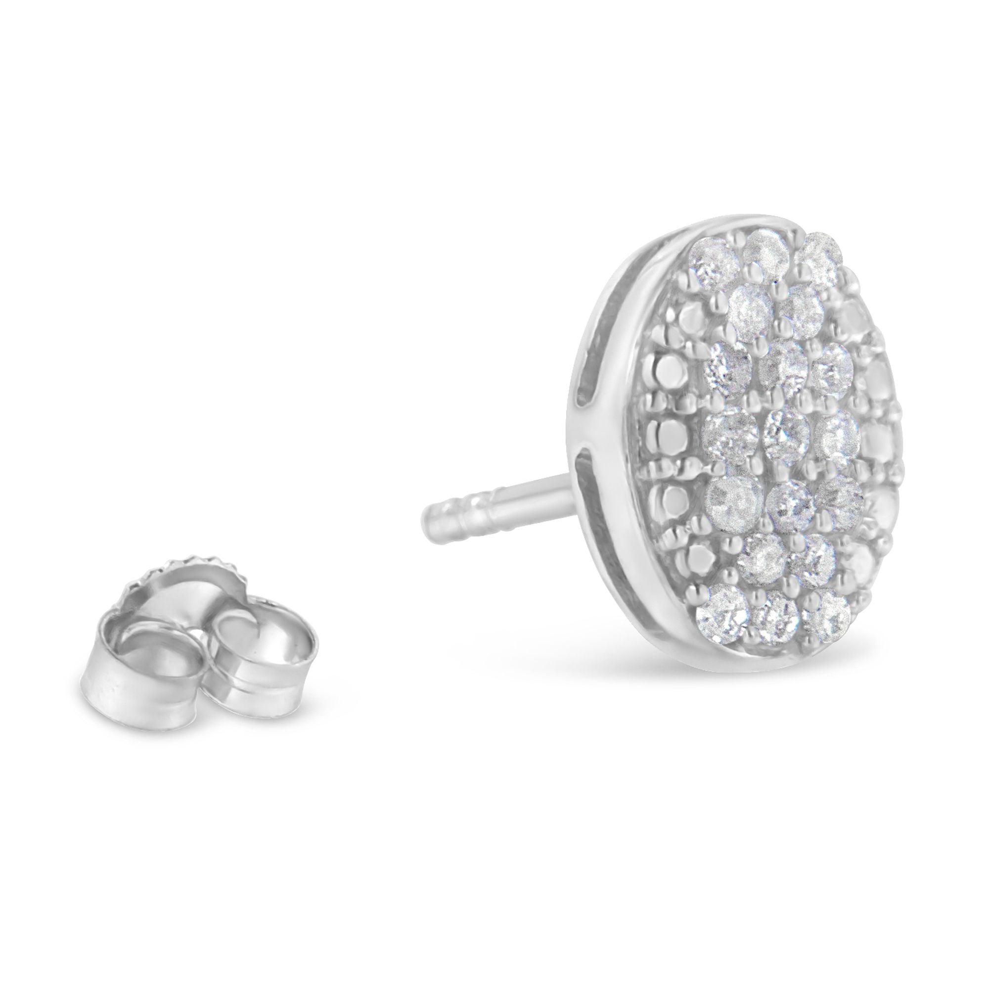 Sterling Silver Round Diamond Oval Cluster Earrings 1/2 cttw, I-J Color, I2-I3 Clarity on sale at MyriadMart