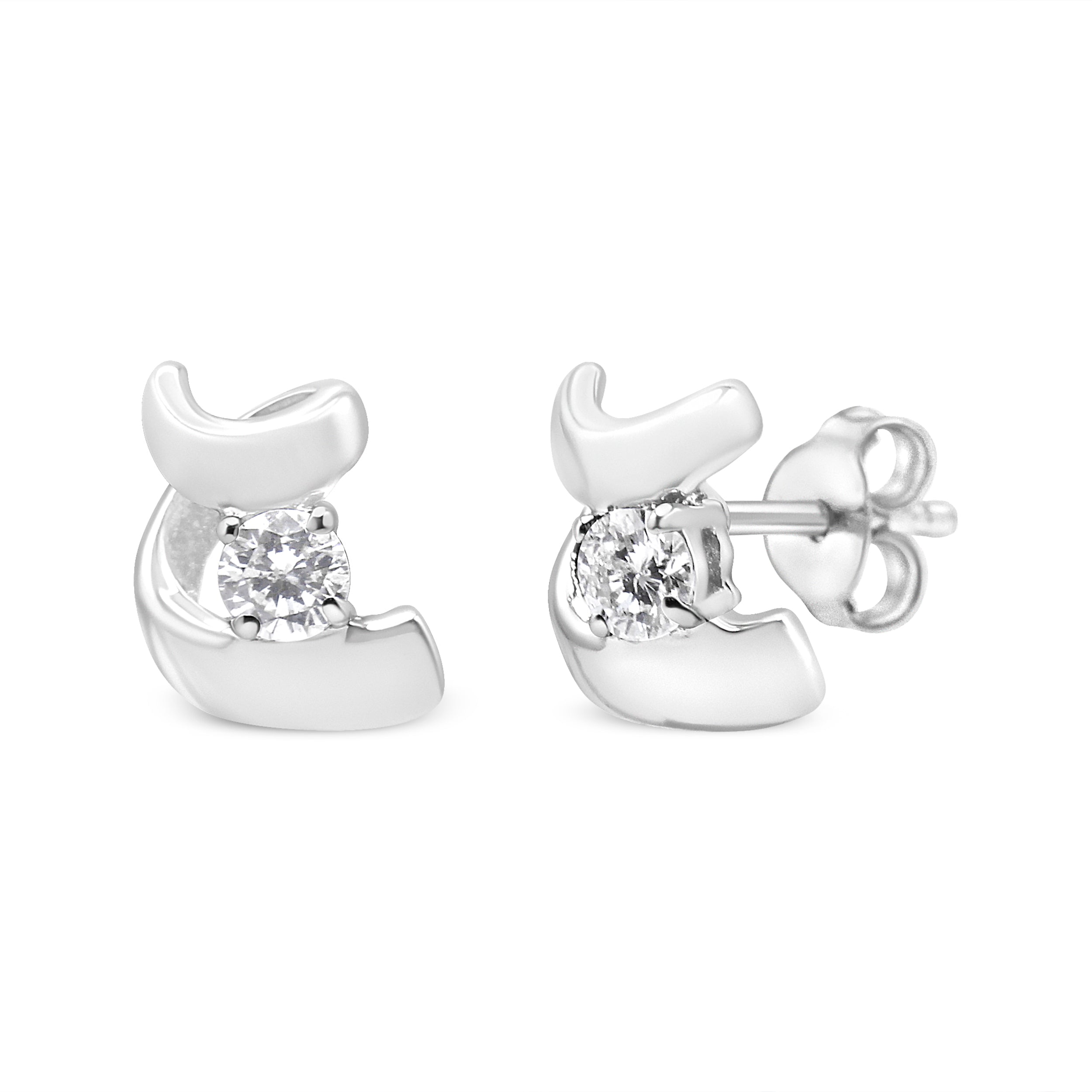 .925 Sterling Silver Round Cut Diamond Fashion Stud Earrings 0.10 cttw, I-J Color, I2-I3 Clarity on sale at MyriadMart