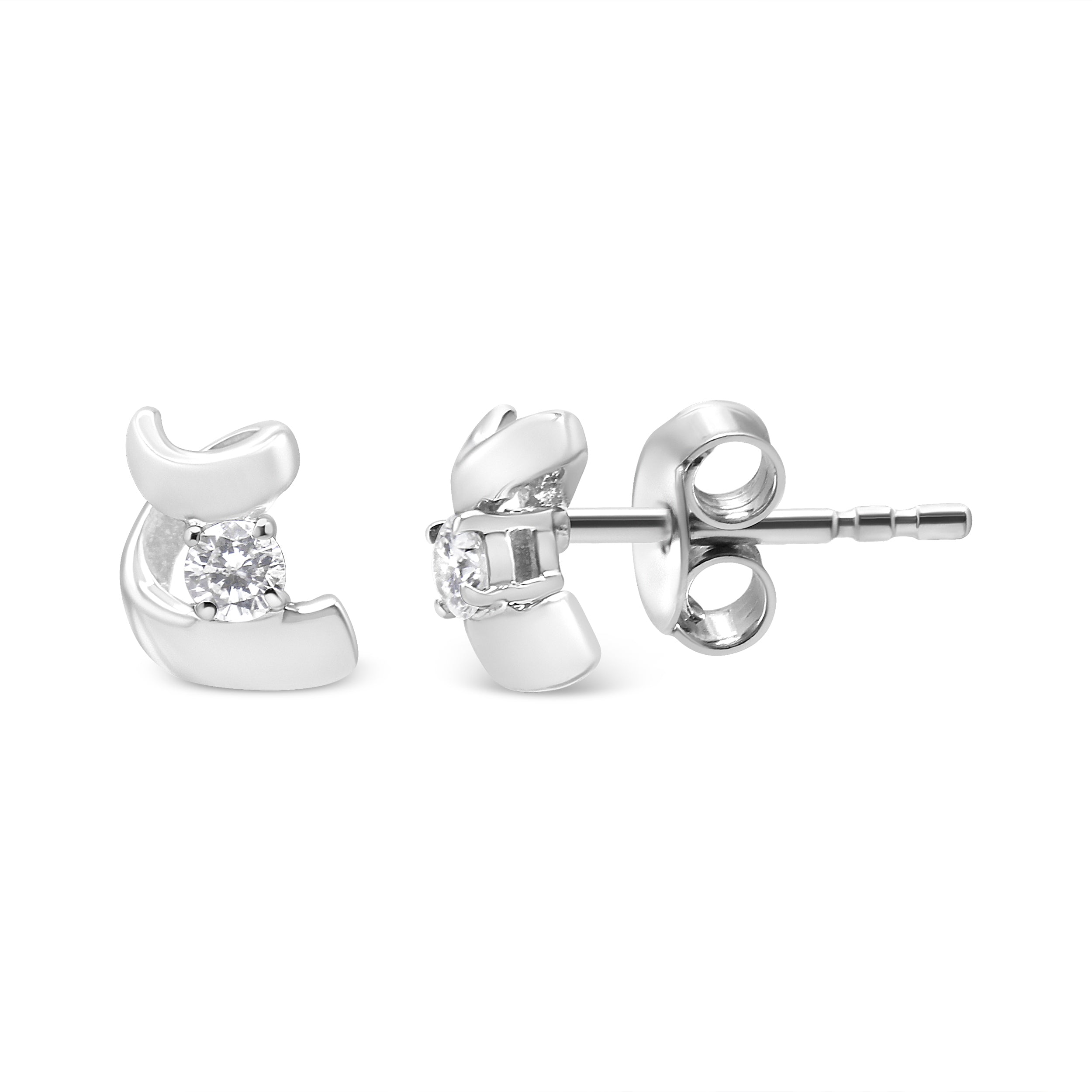 .925 Sterling Silver Round Cut Diamond Fashion Stud Earrings 0.10 cttw, I-J Color, I2-I3 Clarity on sale at MyriadMart