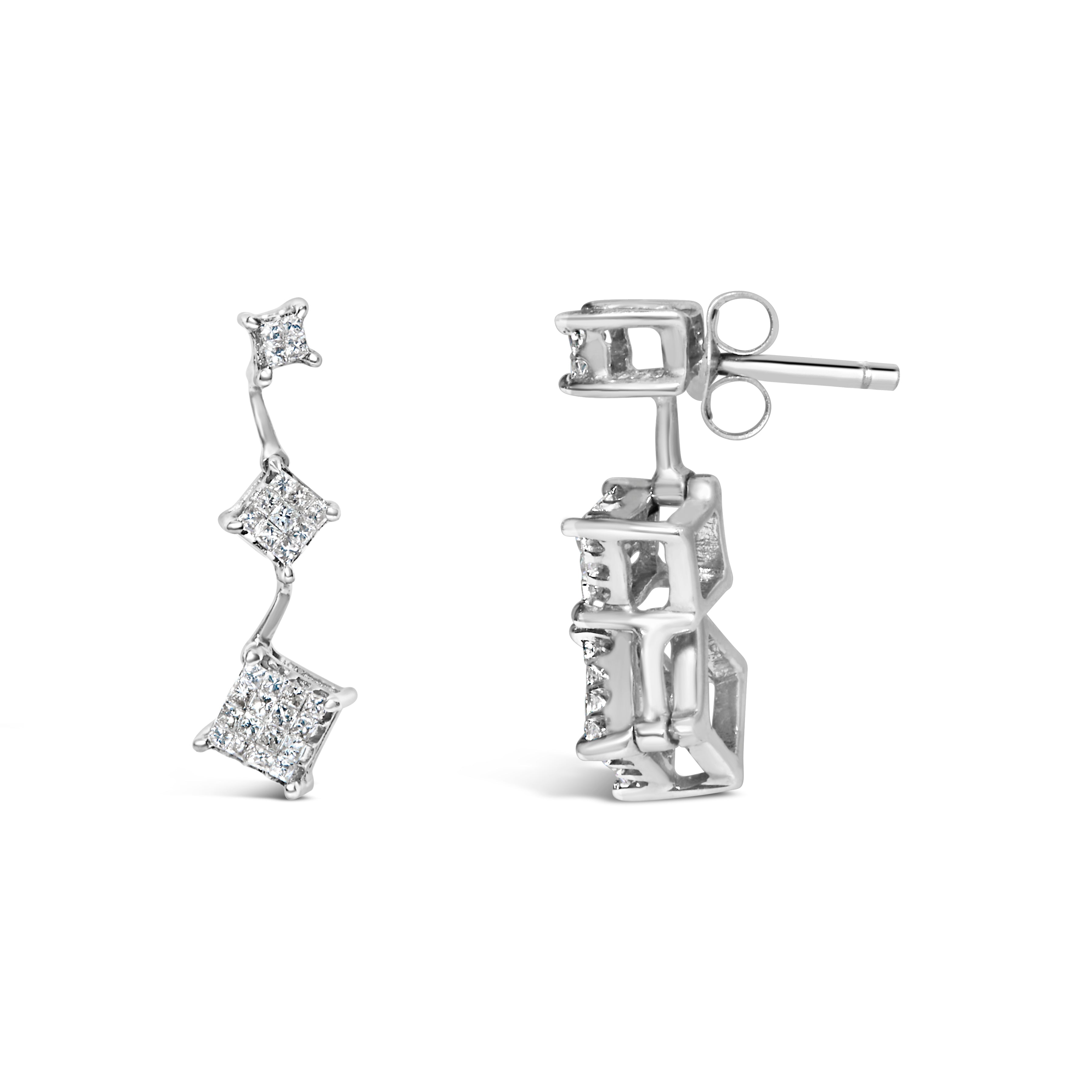 14K White Gold 1 cttw Princess Cut Diamond Earrings G-H, VS1-VS2 on sale at MyriadMart