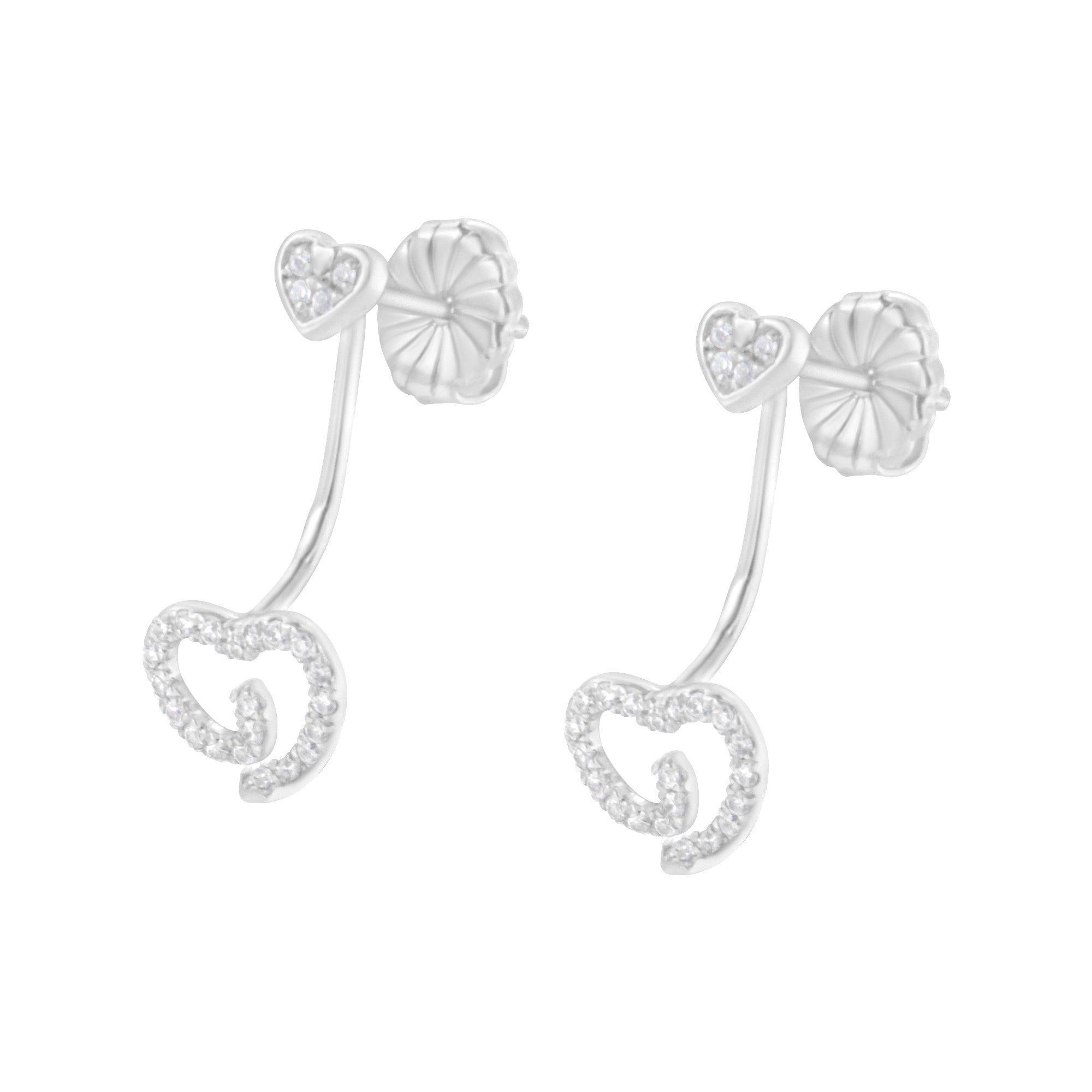 .925 Sterling Silver 1/4 Cttw Diamond Swirl Heart Front/Back Earrings I-J Color, I2-I3 Clarity on sale at MyriadMart