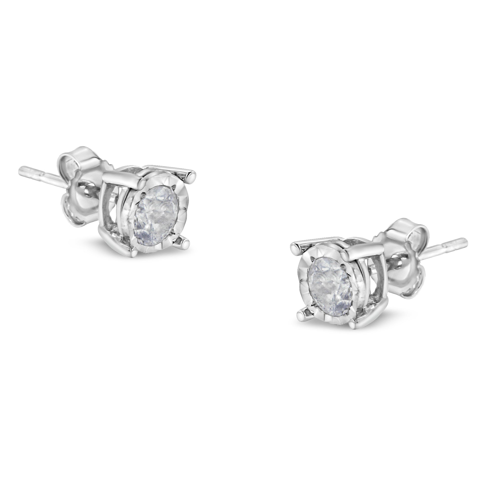 .925 Sterling Silver 1/2 Cttw Near Colorless Round Brilliant-Cut Diamond Miracle-Set Stud Earrings H-I Color, I2-I3 Clarity on sale at MyriadMart