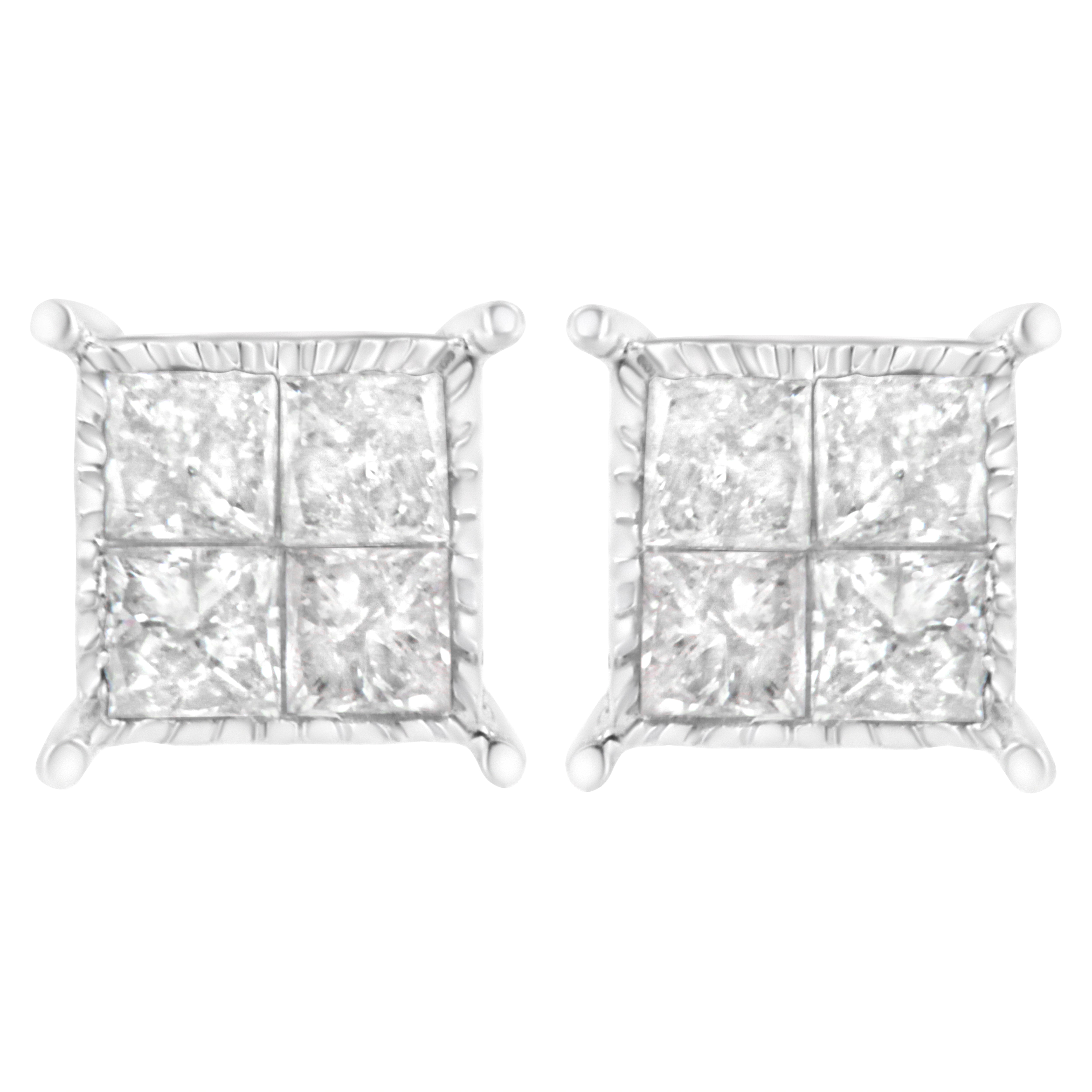 Sterling Silver 3/4 cttw Composite Diamond Stud Earrings I-J, I2-I3 on sale at MyriadMart