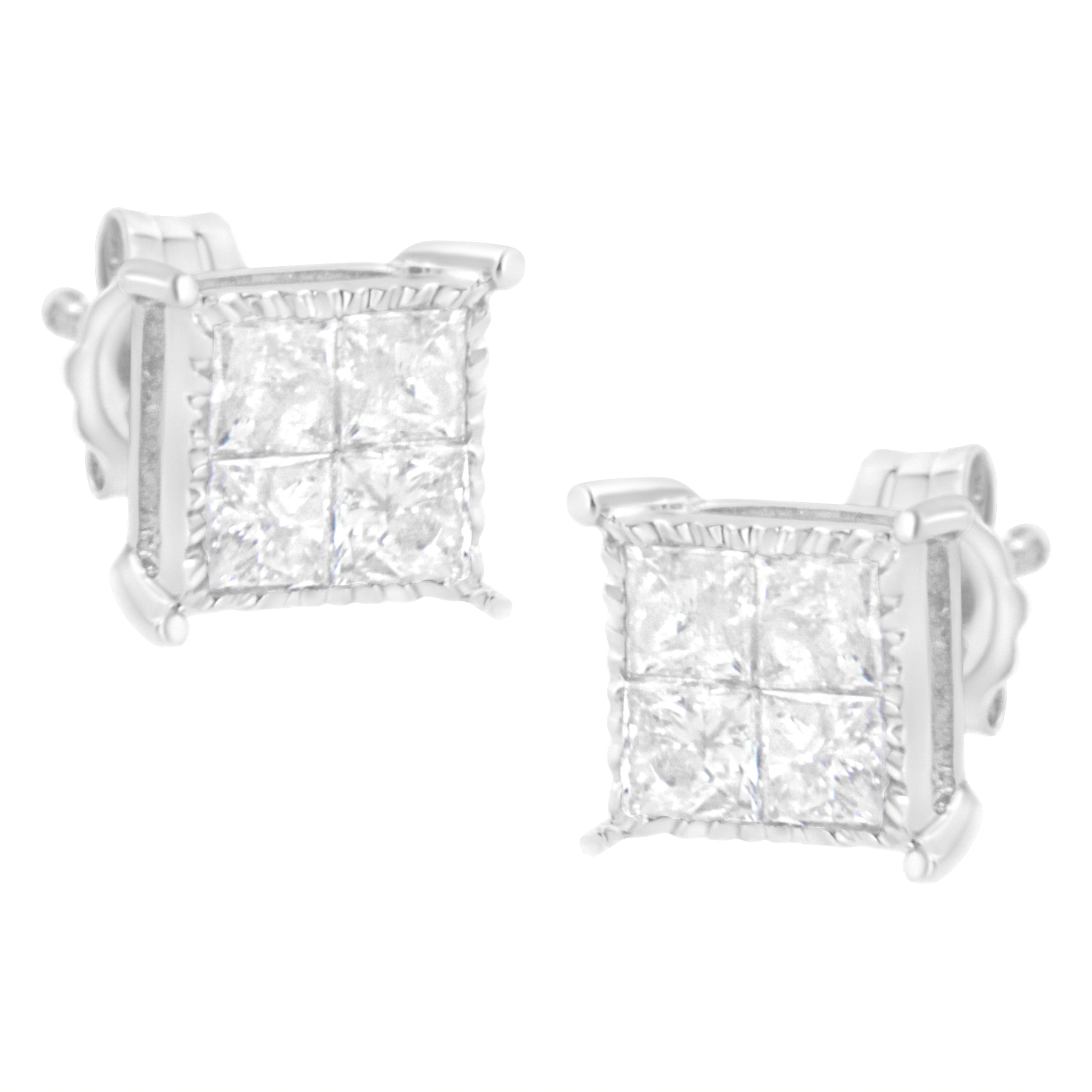 Sterling Silver 3/4 cttw Composite Diamond Stud Earrings I-J, I2-I3 on sale at MyriadMart