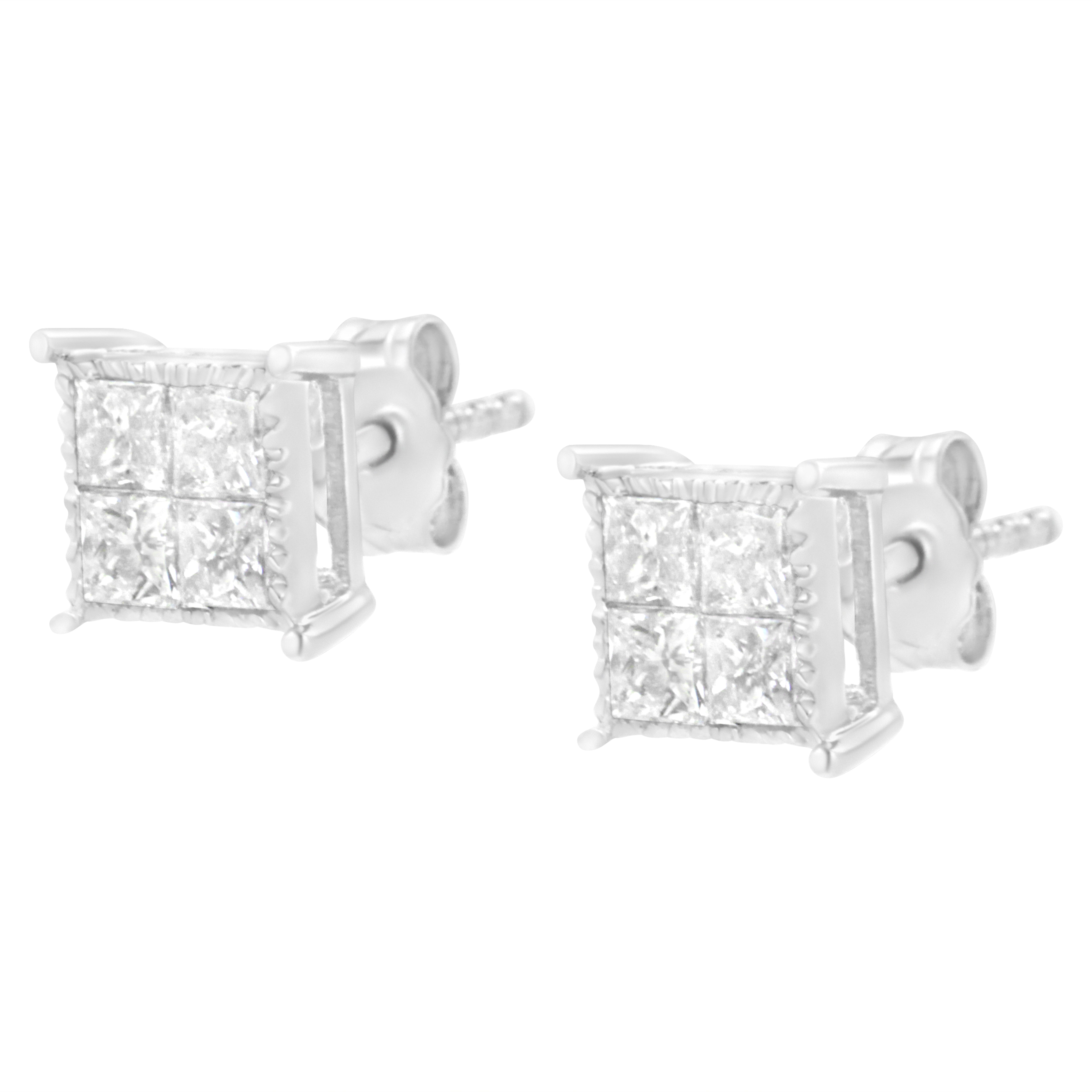 Sterling Silver 3/4 cttw Composite Diamond Stud Earrings I-J, I2-I3 on sale at MyriadMart