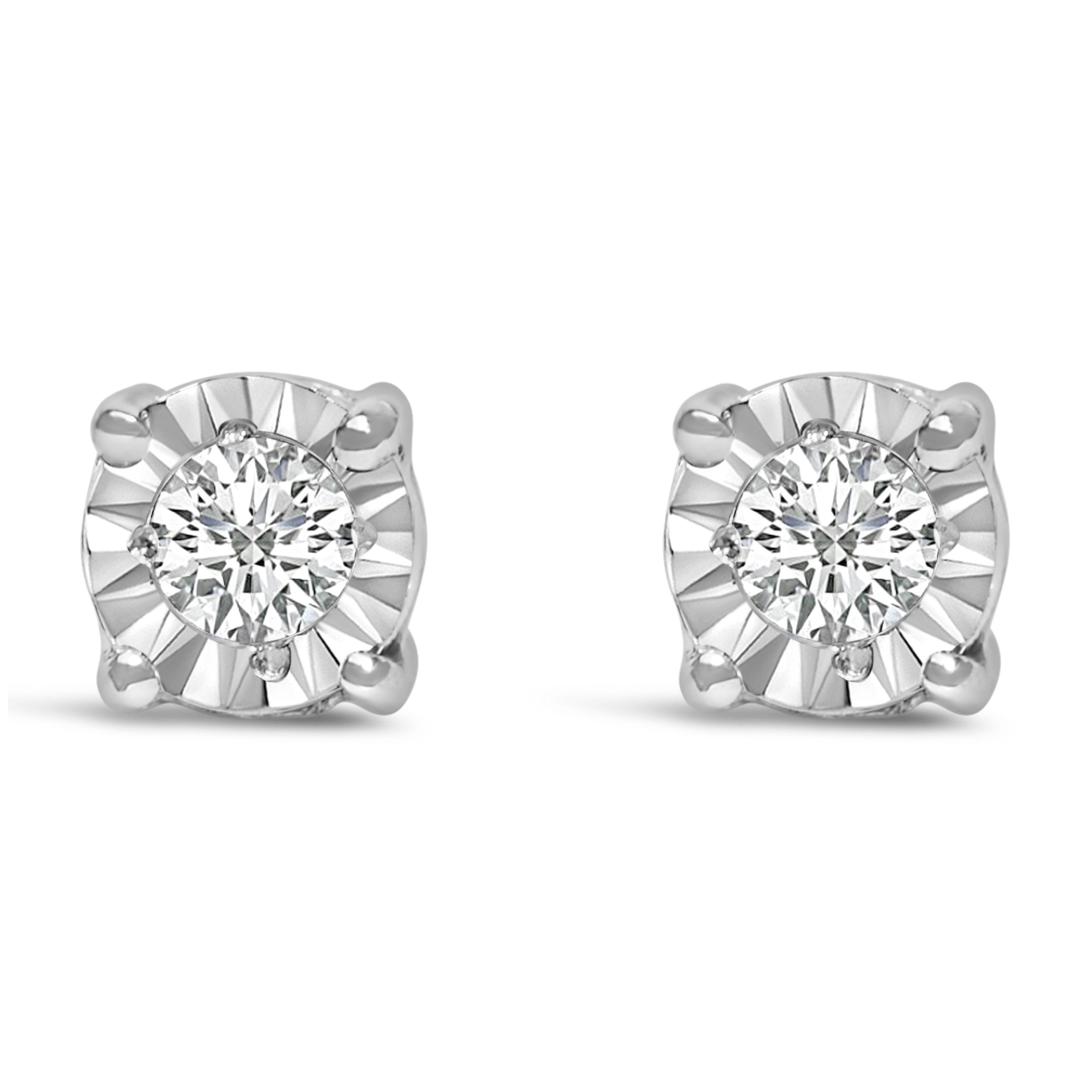 .925 Sterling Silver 1/10 Cttw Round Brilliant-Cut Lab Grown Diamond Miracle-Set Stud Earrings F-G Color, VS1-VS2 Clarity on sale at MyriadMart
