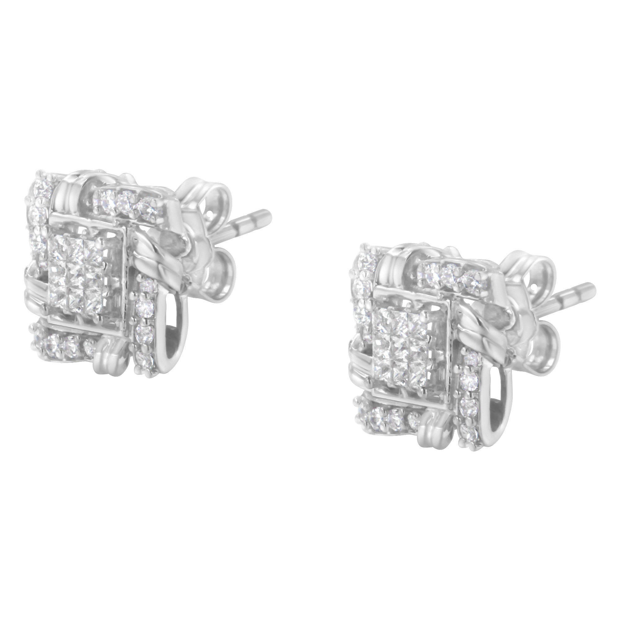 .925 Sterling Silver 1/2 Cttw Round-Cut Diamond Stud Earrings I-J Color, I1-I2 Clarity on sale at MyriadMart