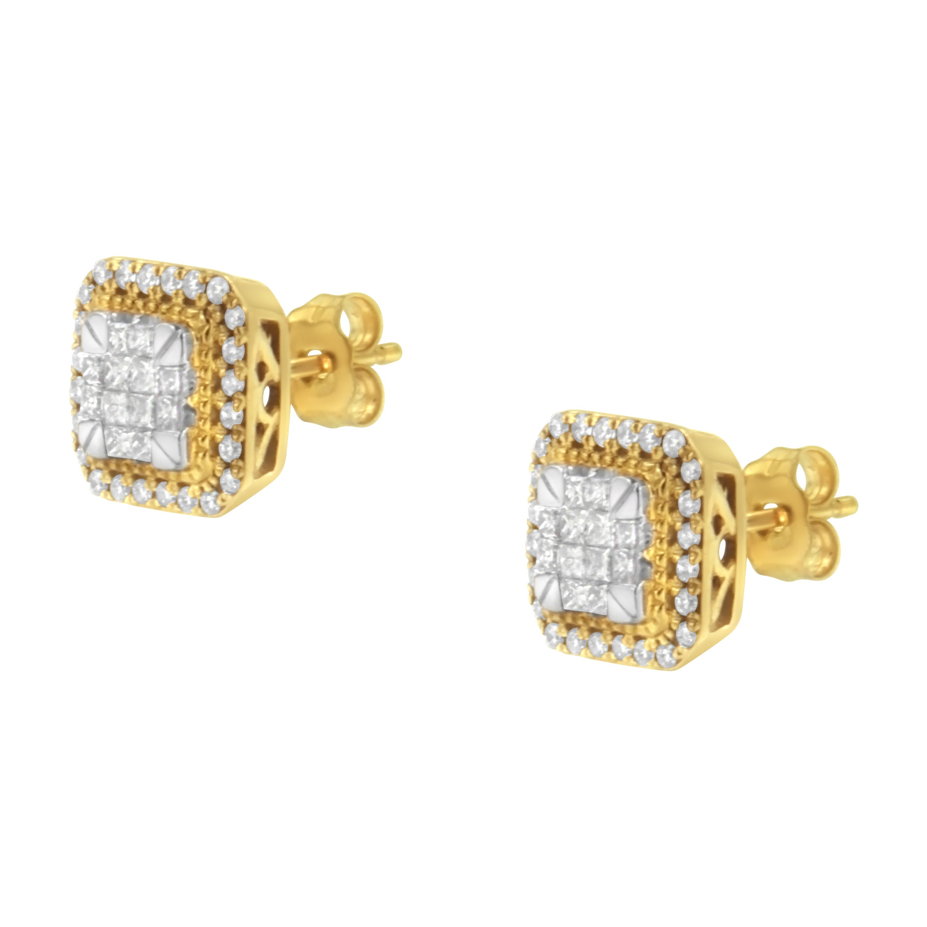 10KT Yellow Gold Diamond Stud Earrings 1/2 cttw, H-I Color, SI2-I1 Clarity on sale at MyriadMart