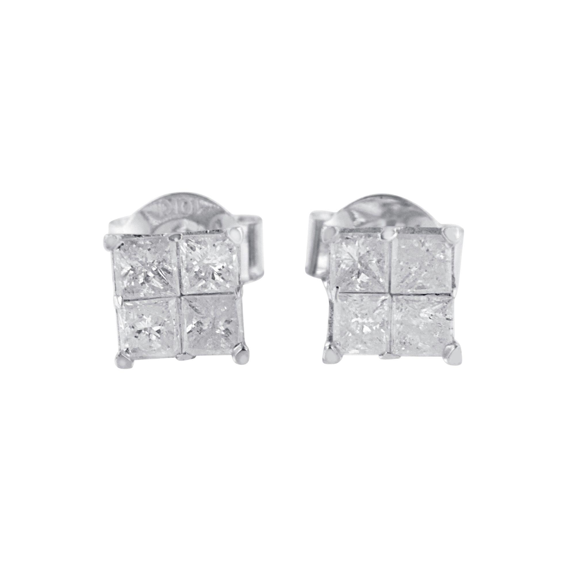 10k White Gold Diamond Stud Earrings 0.60 cttw, I-J Color, I2-I3 Clarity on sale at MyriadMart