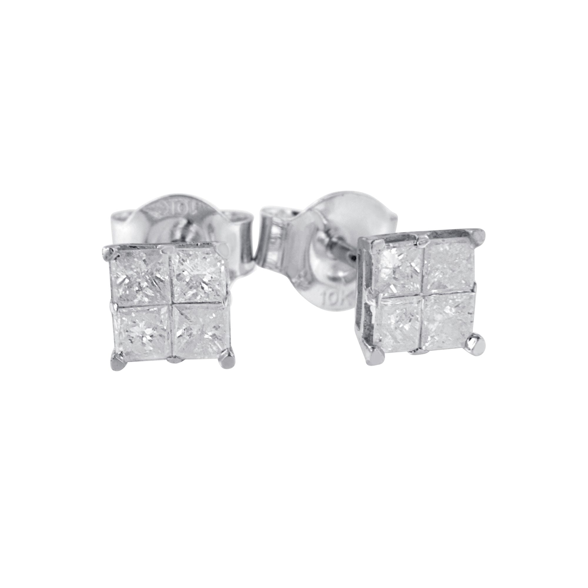 10k White Gold Diamond Stud Earrings 0.60 cttw, I-J Color, I2-I3 Clarity on sale at MyriadMart