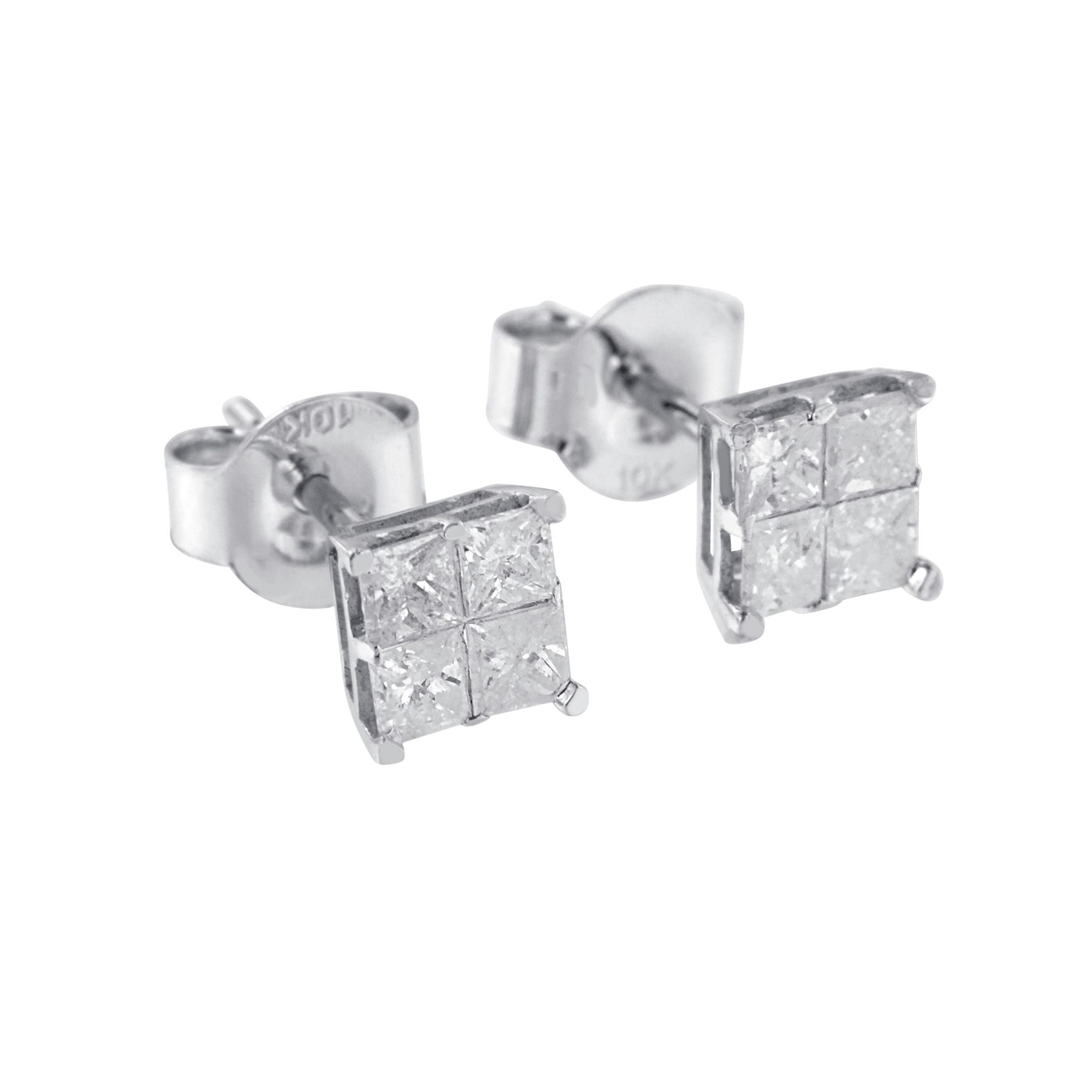 10k White Gold Diamond Stud Earrings 0.60 cttw, I-J Color, I2-I3 Clarity on sale at MyriadMart