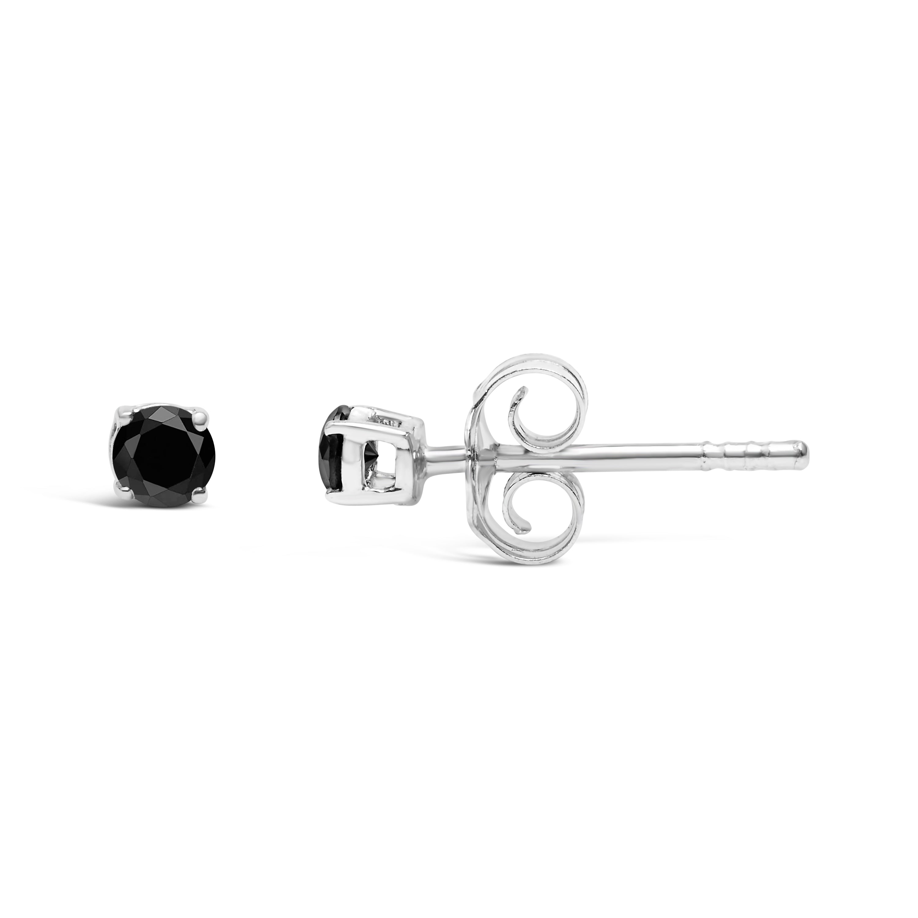 .925 Sterling Silver 1/2 Cttw Black Diamond Solitaire Stud Earrings on sale at MyriadMart