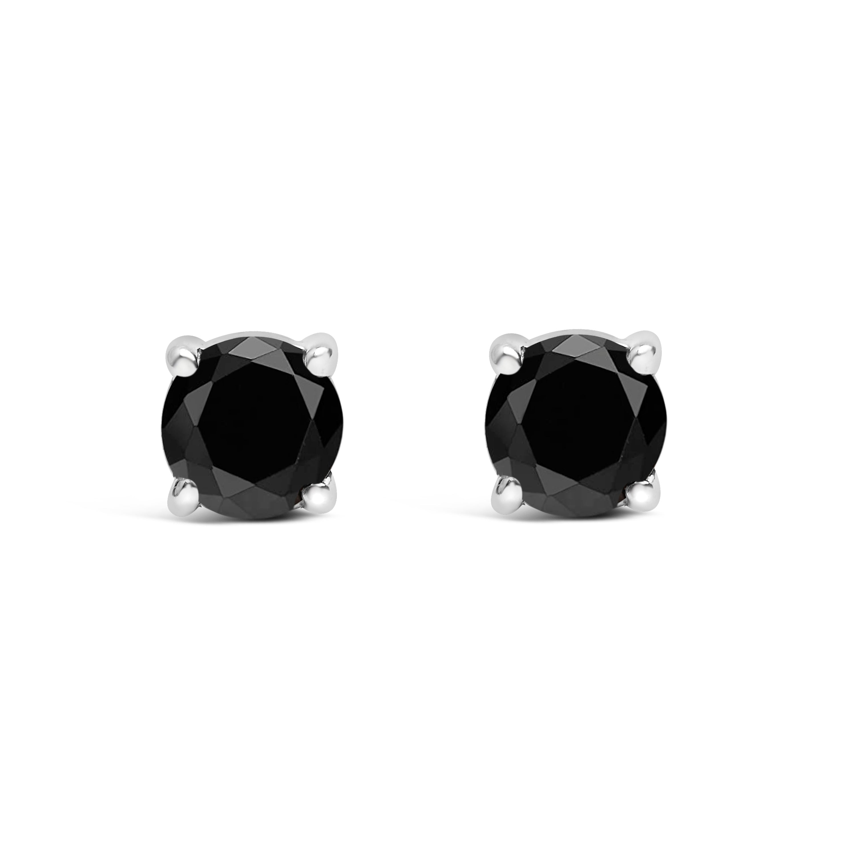 .925 Sterling Silver 1/2 Cttw Black Diamond Solitaire Stud Earrings on sale at MyriadMart