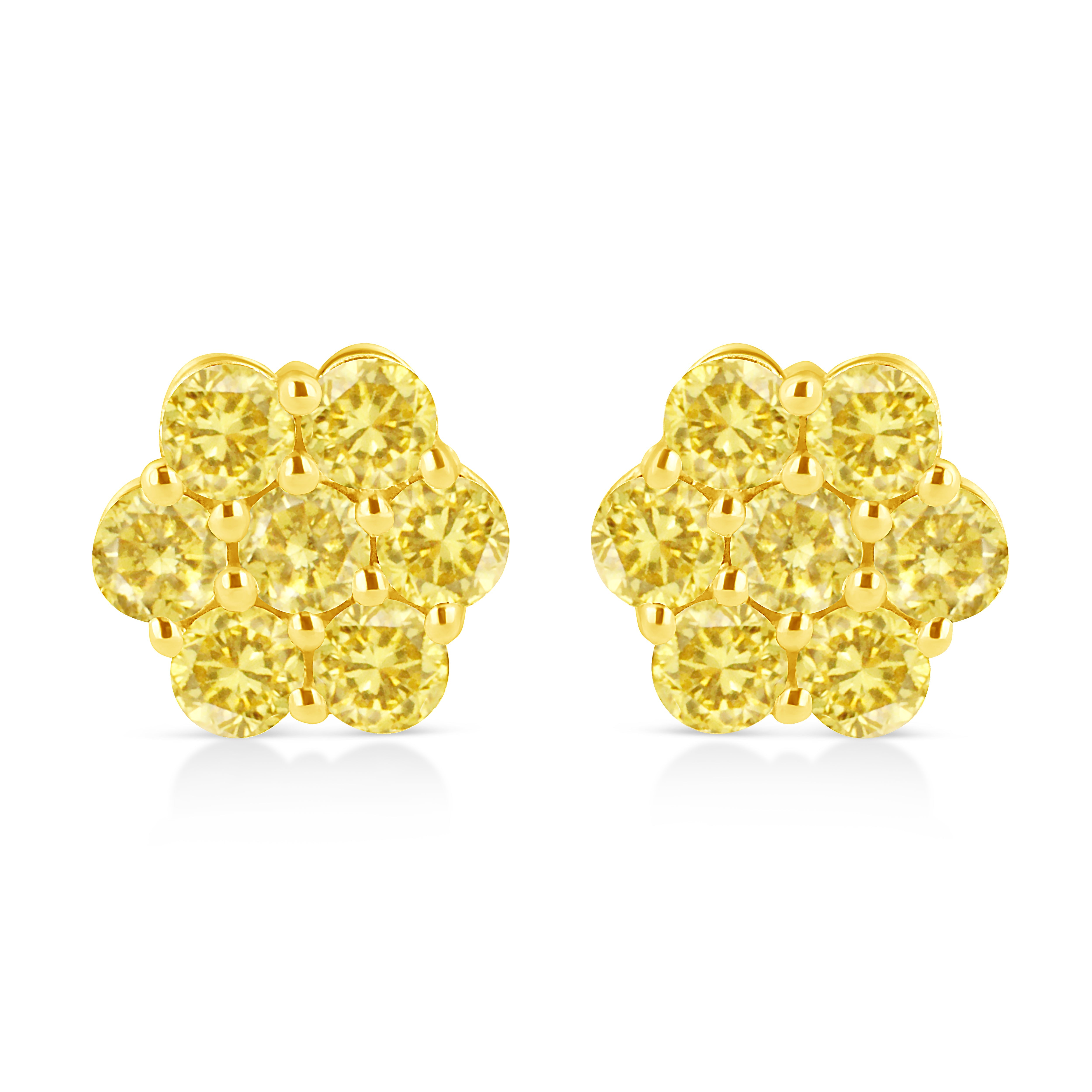 .925 Sterling Silver 1/4 Cttw Treated Yellow Diamond Floral Stud Earrings Yellow Color, I1-I2 Clarity on sale at MyriadMart