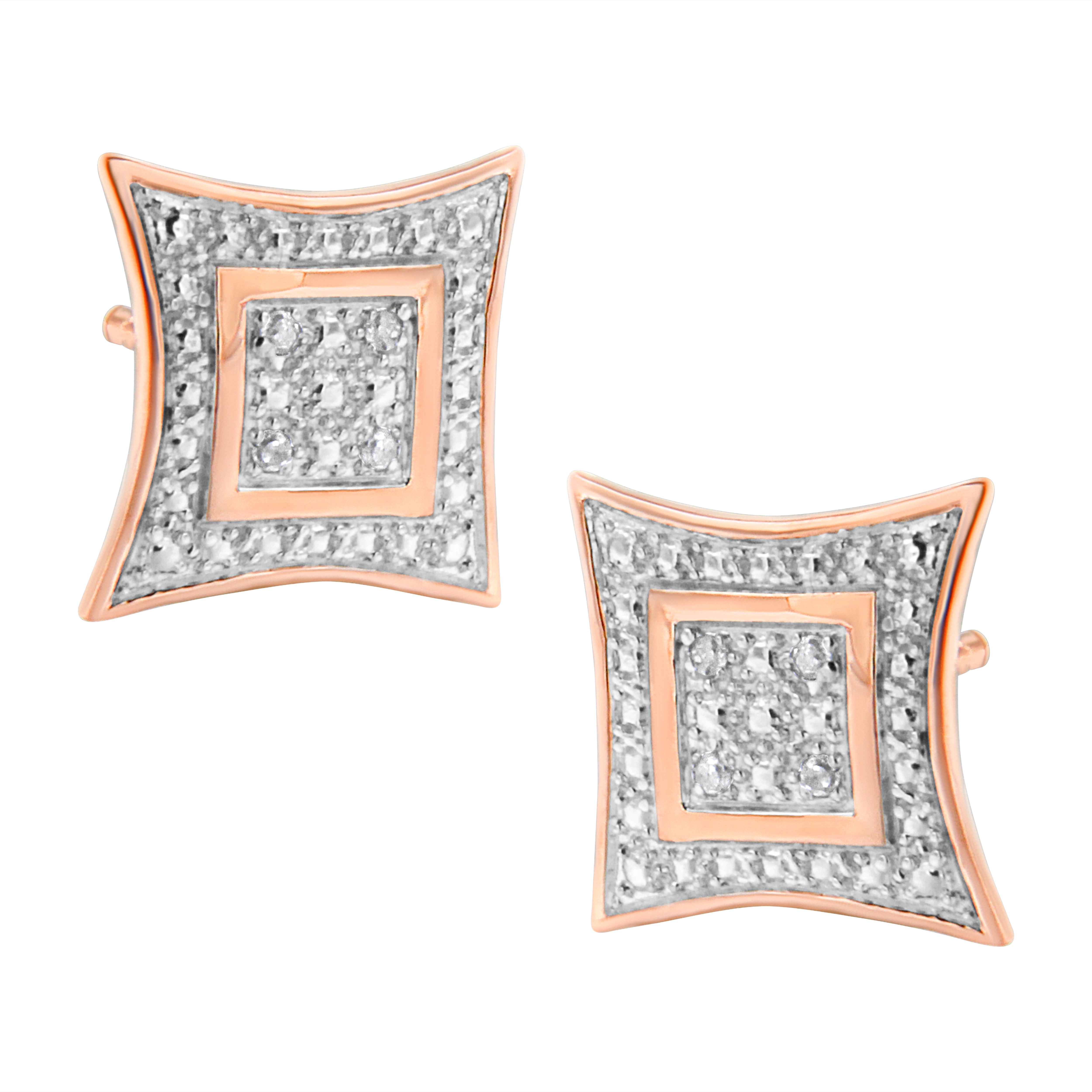 .925 Sterling Silver Diamond Accented 4-Stone Four Pointed Star Shaped Halo-Style Stud Earrings H-I Color, I2-I3 Clarity on sale at MyriadMart