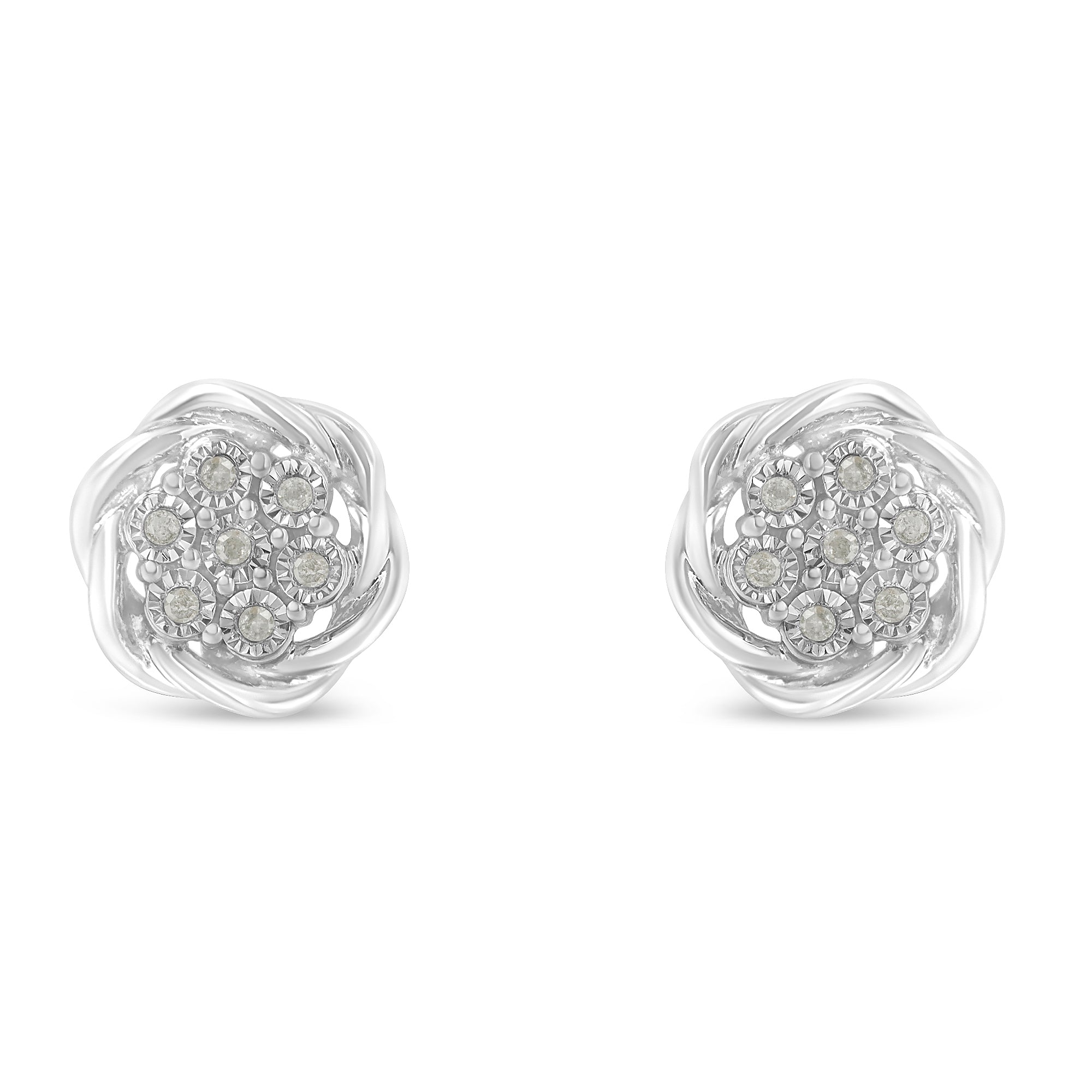 Sterling Silver Diamond Swirl Cluster Stud Earrings 1/6 cttw, I-J Color, I2-I3 Clarity on sale at MyriadMart