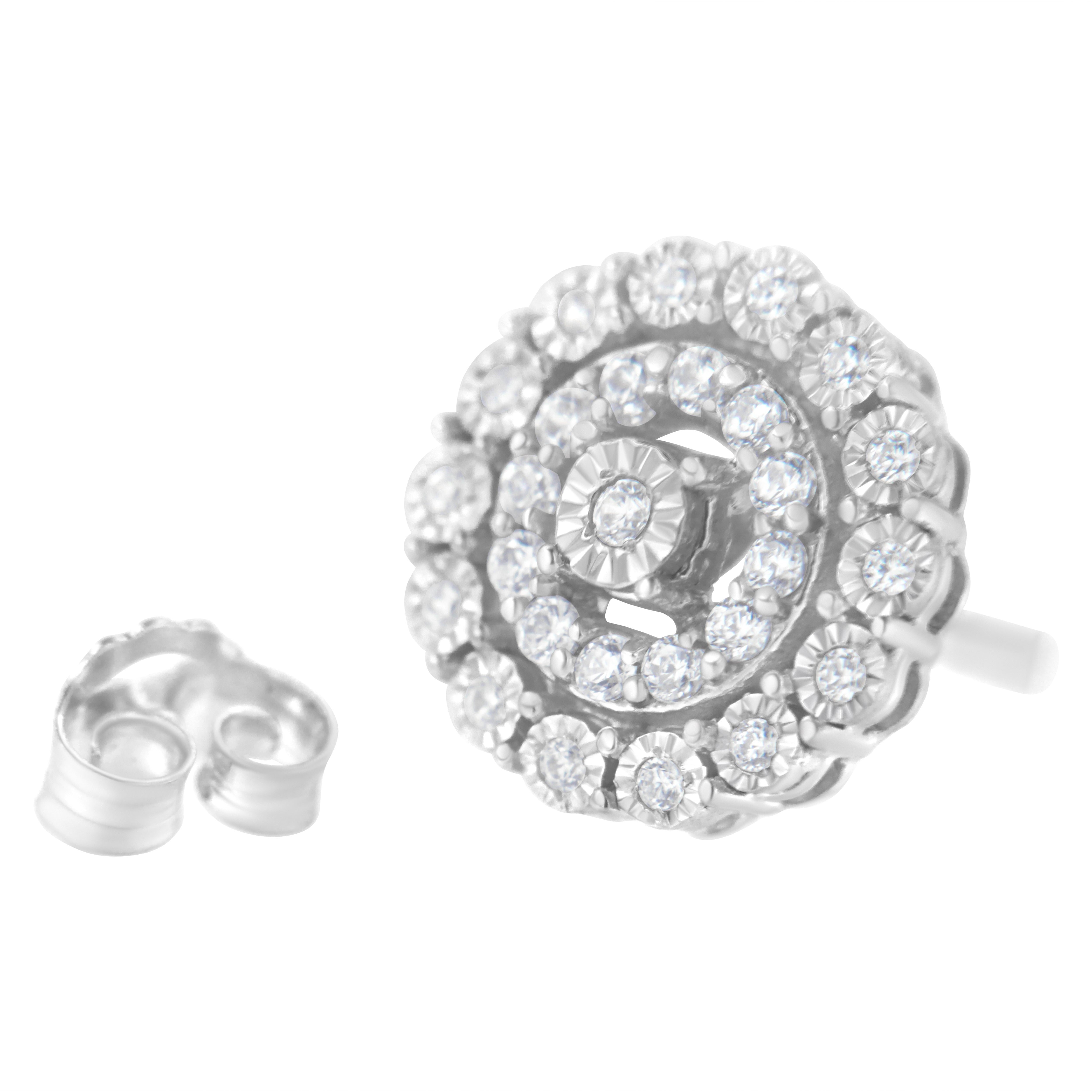 10KT White Gold 1/2 cttw Double Halo Brilliant Round-Cut Diamond Stud Earrings I-J Clarity, I2-I3 Color on sale at MyriadMart