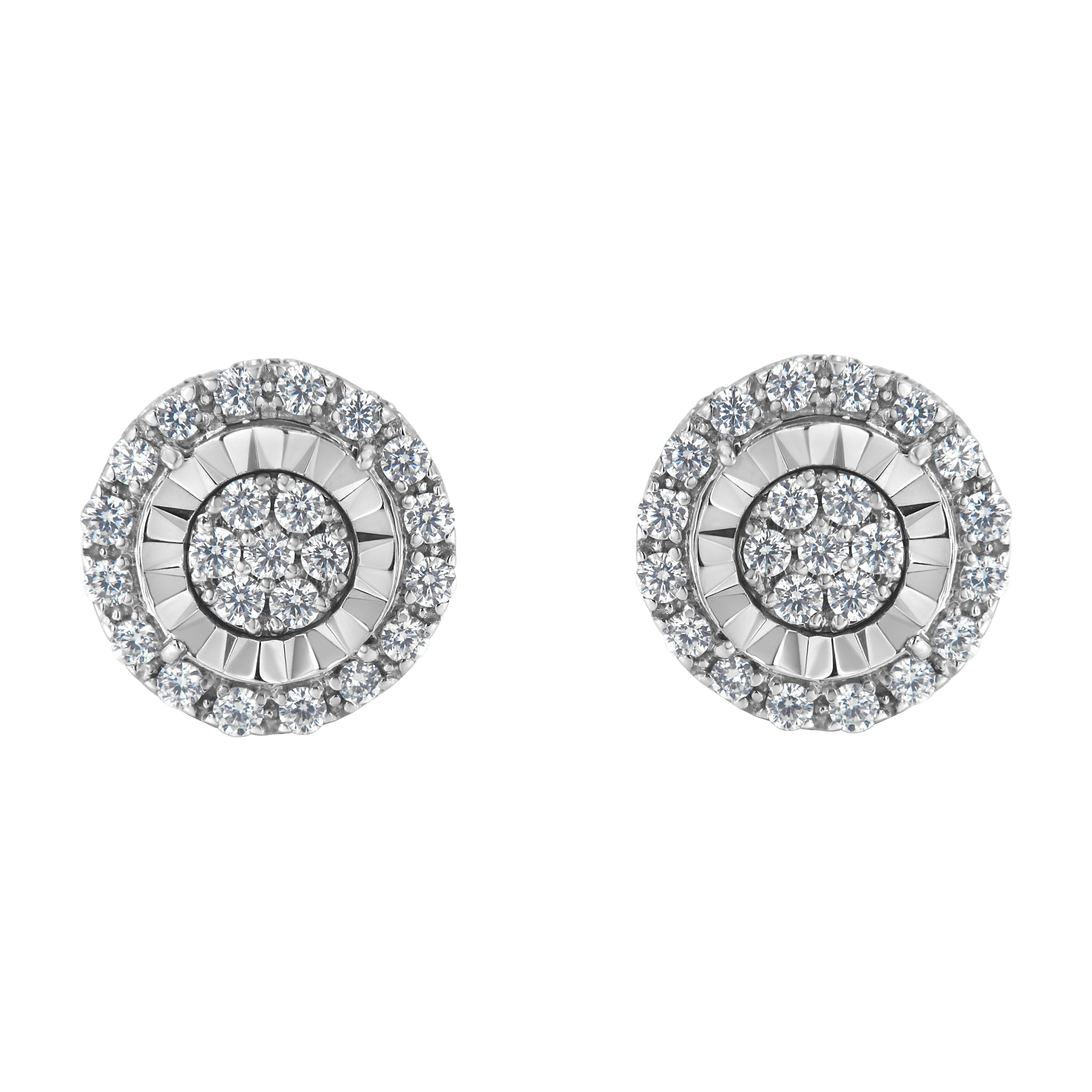 Sterling Silver Diamond Cluster Earrings 1 cttw, I-J Color, I2-I3 Clarity on sale at MyriadMart