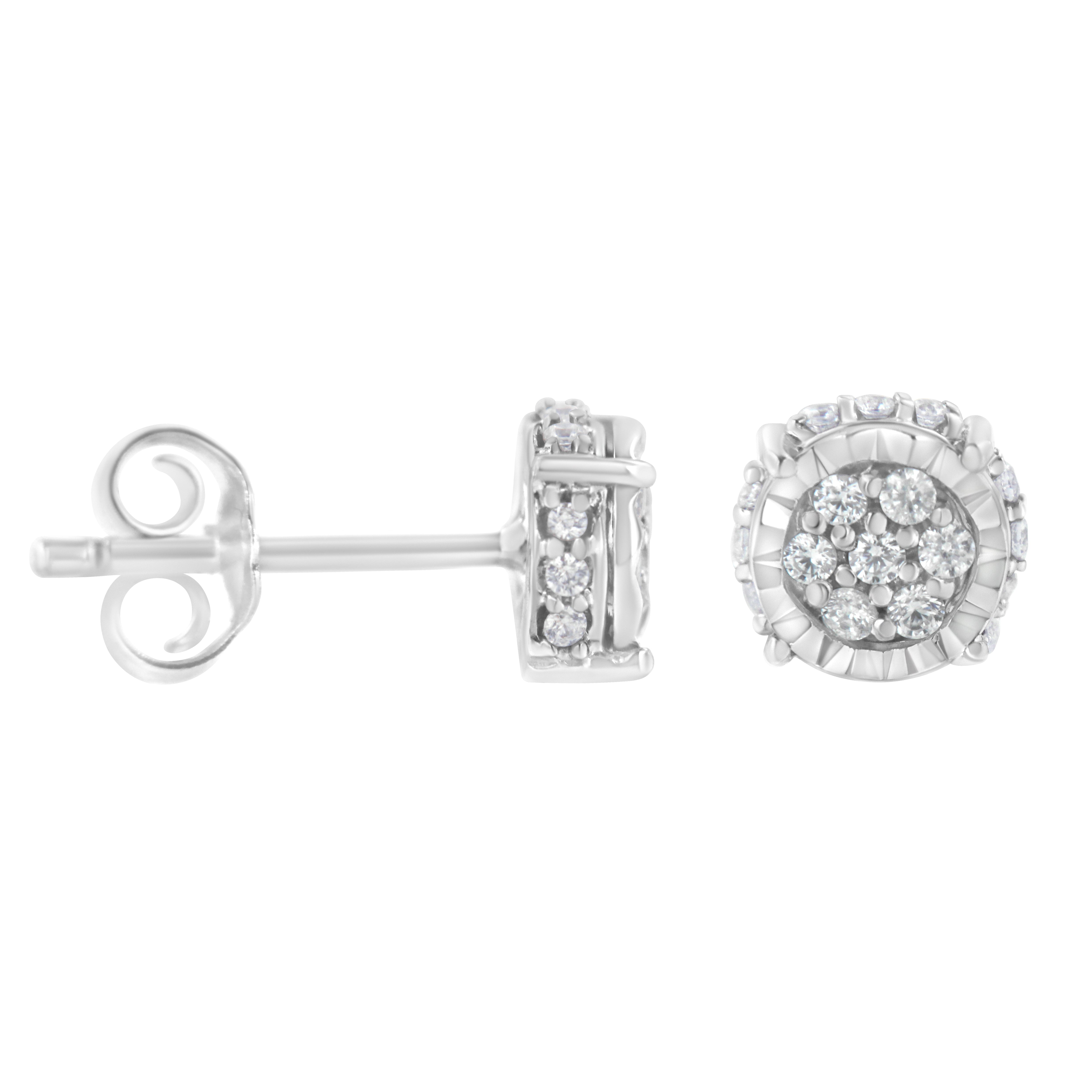 .925 Sterling Silver 1/3 cttw Round-cut Diamond Floral Stud Earring I-J Clarity, I3 Color on sale at MyriadMart