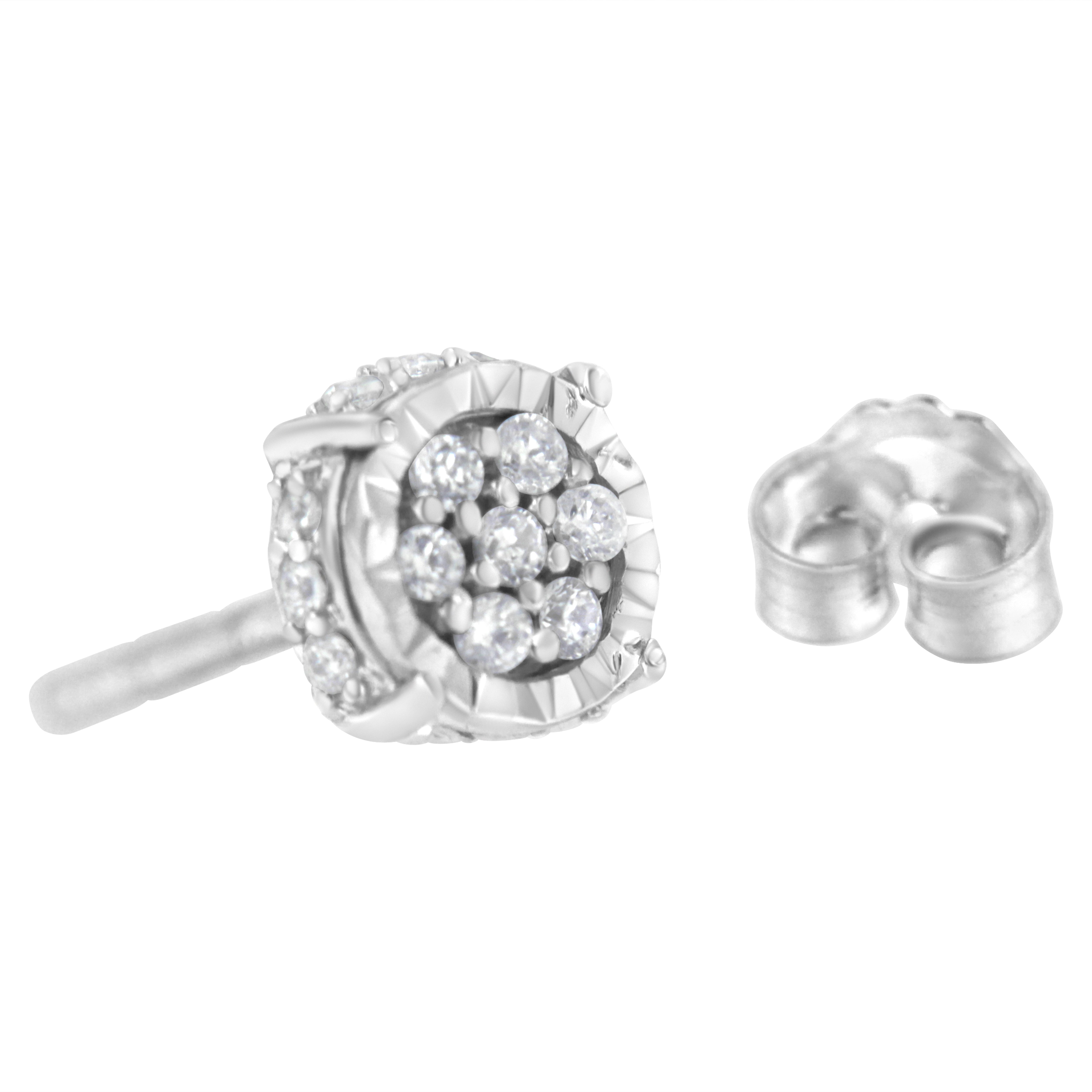 .925 Sterling Silver 1/3 cttw Round-cut Diamond Floral Stud Earring I-J Clarity, I3 Color on sale at MyriadMart