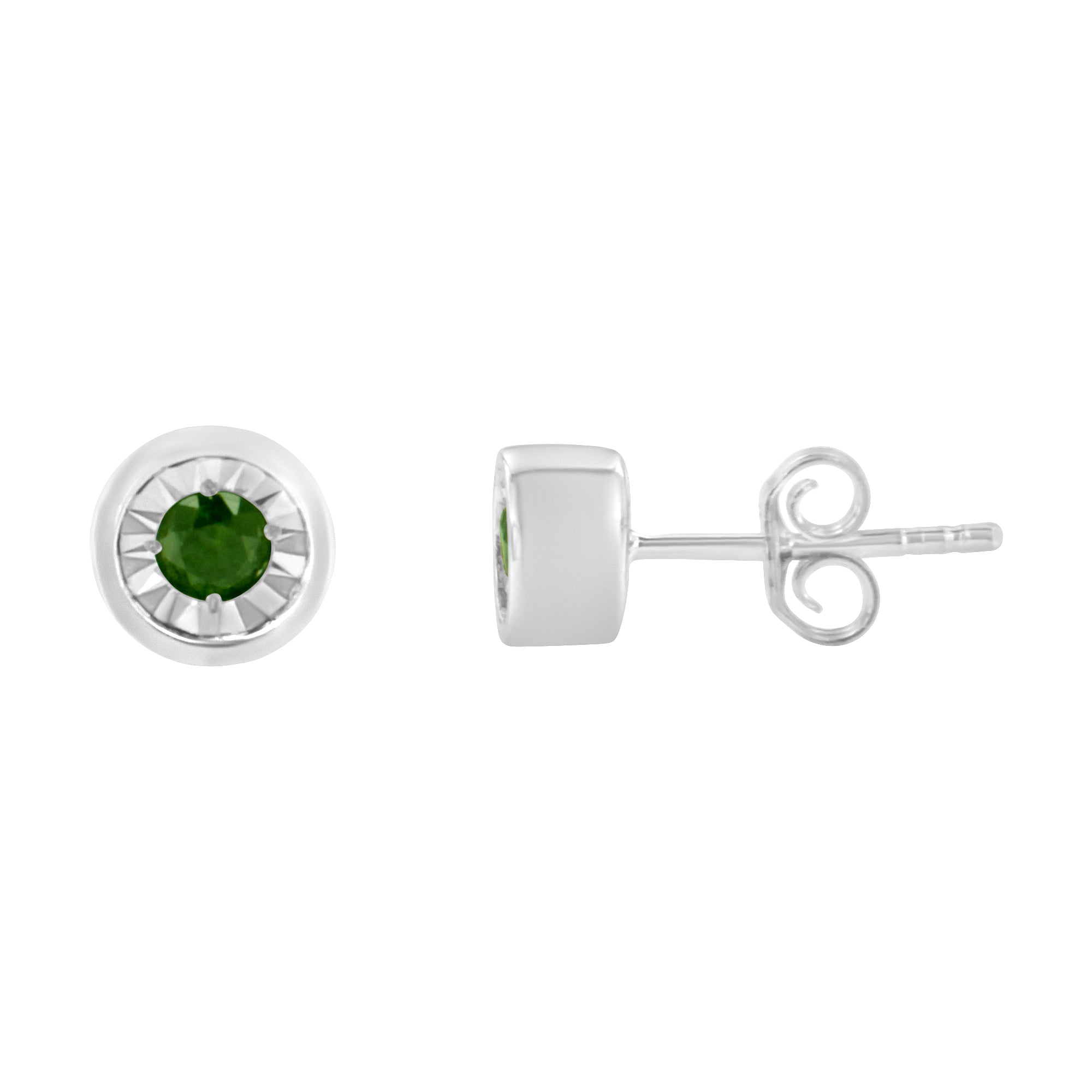 .925 Sterling Silver 1/5 Cttw Round Brilliant-Cut Green Diamond Miracle-Set Stud Earrings Fancy Color-Enhanced, I1-I2 Clarity on sale at MyriadMart