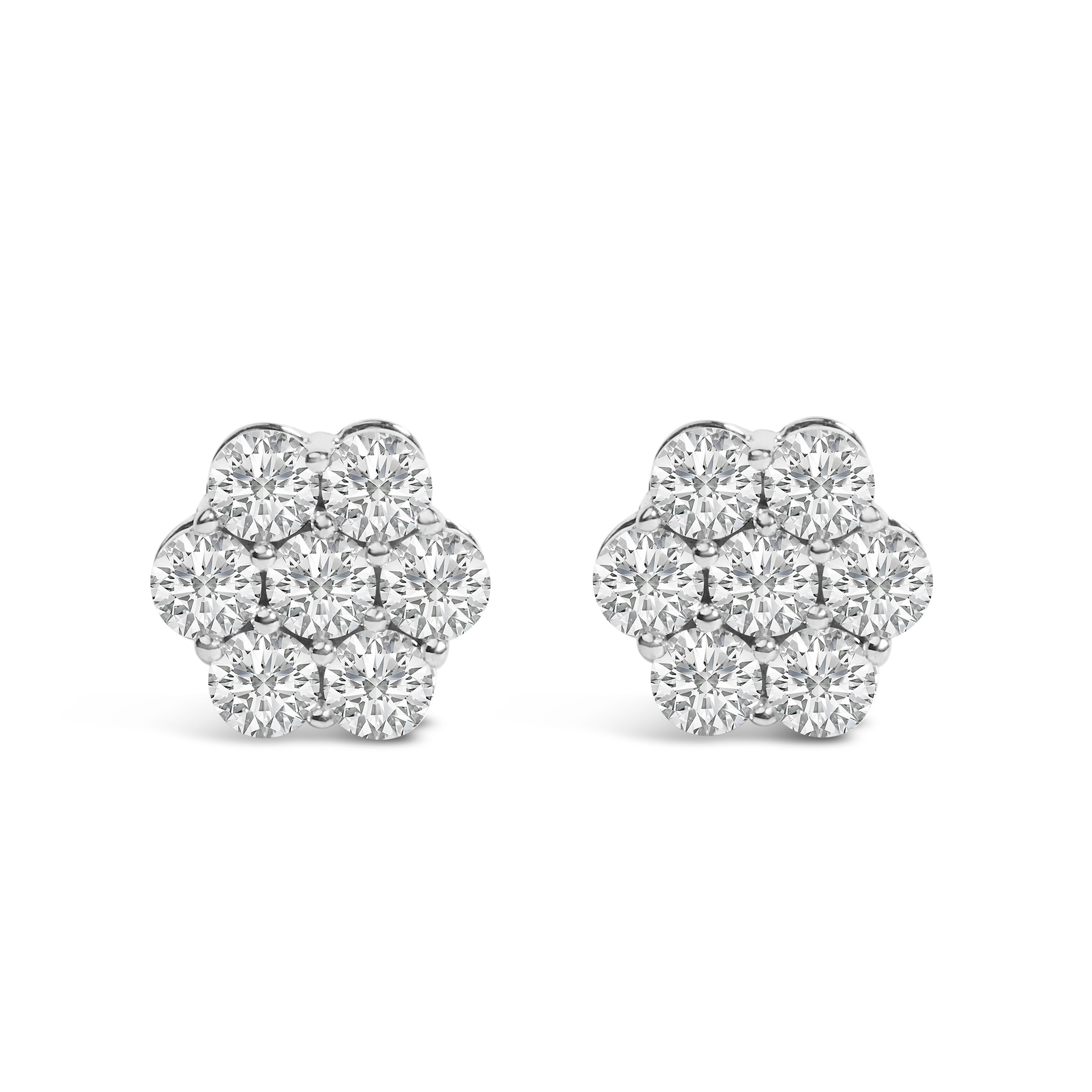 14KT White Gold 1 cttw Diamond Composite Stud Earrings I-J, SI2-I1 on sale at MyriadMart