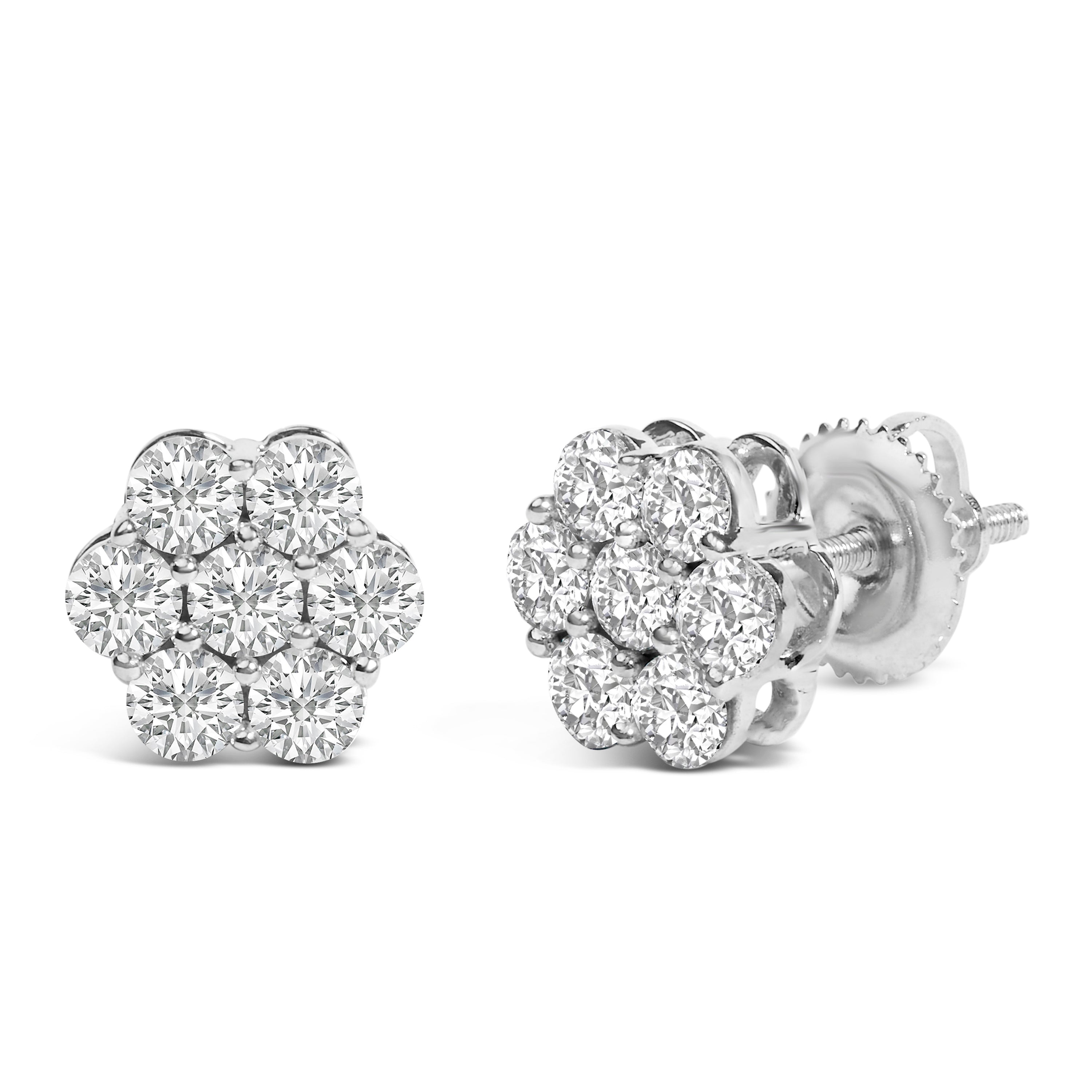 14KT White Gold 1 cttw Diamond Composite Stud Earrings I-J, SI2-I1 on sale at MyriadMart