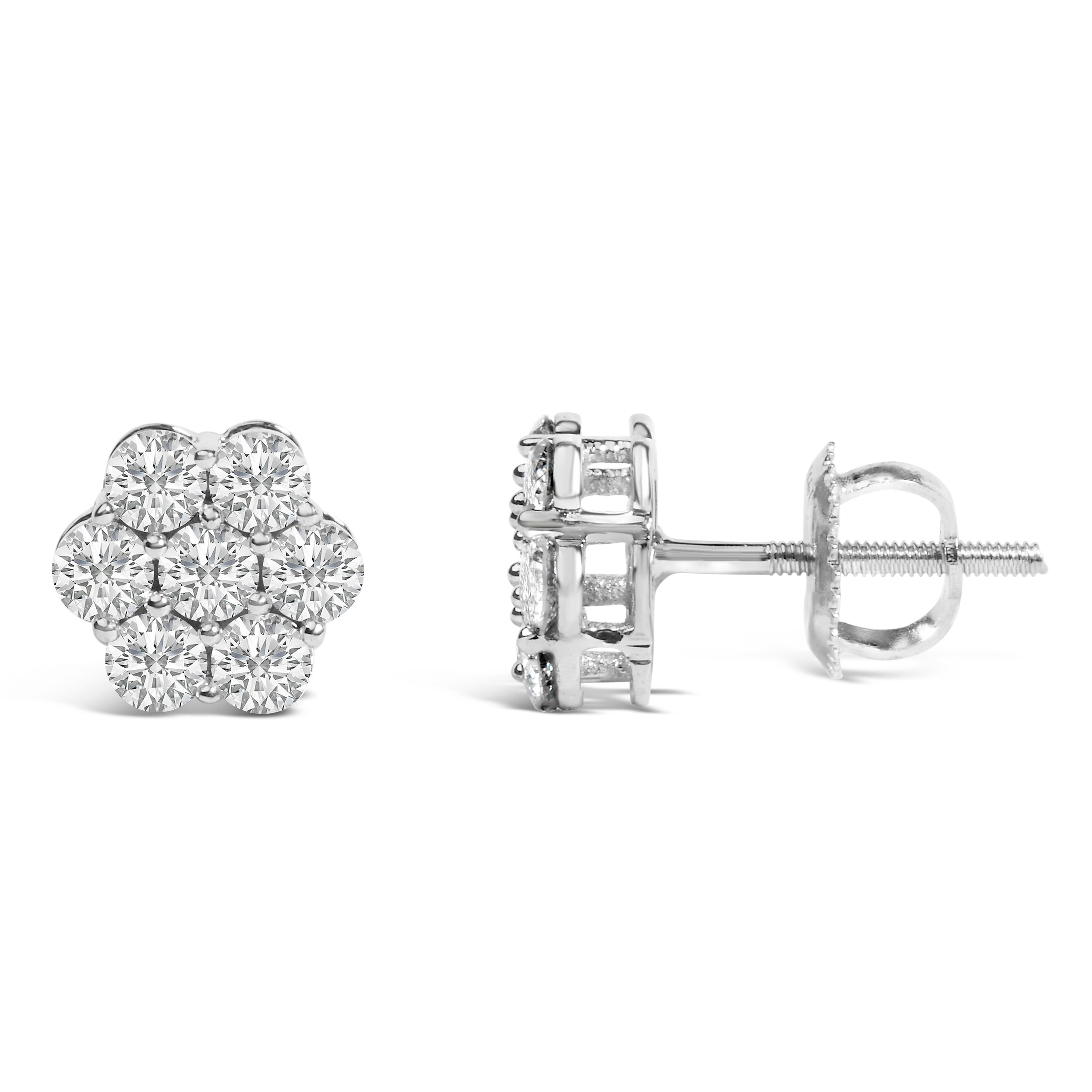 14KT White Gold 1 cttw Diamond Composite Stud Earrings I-J, SI2-I1 on sale at MyriadMart