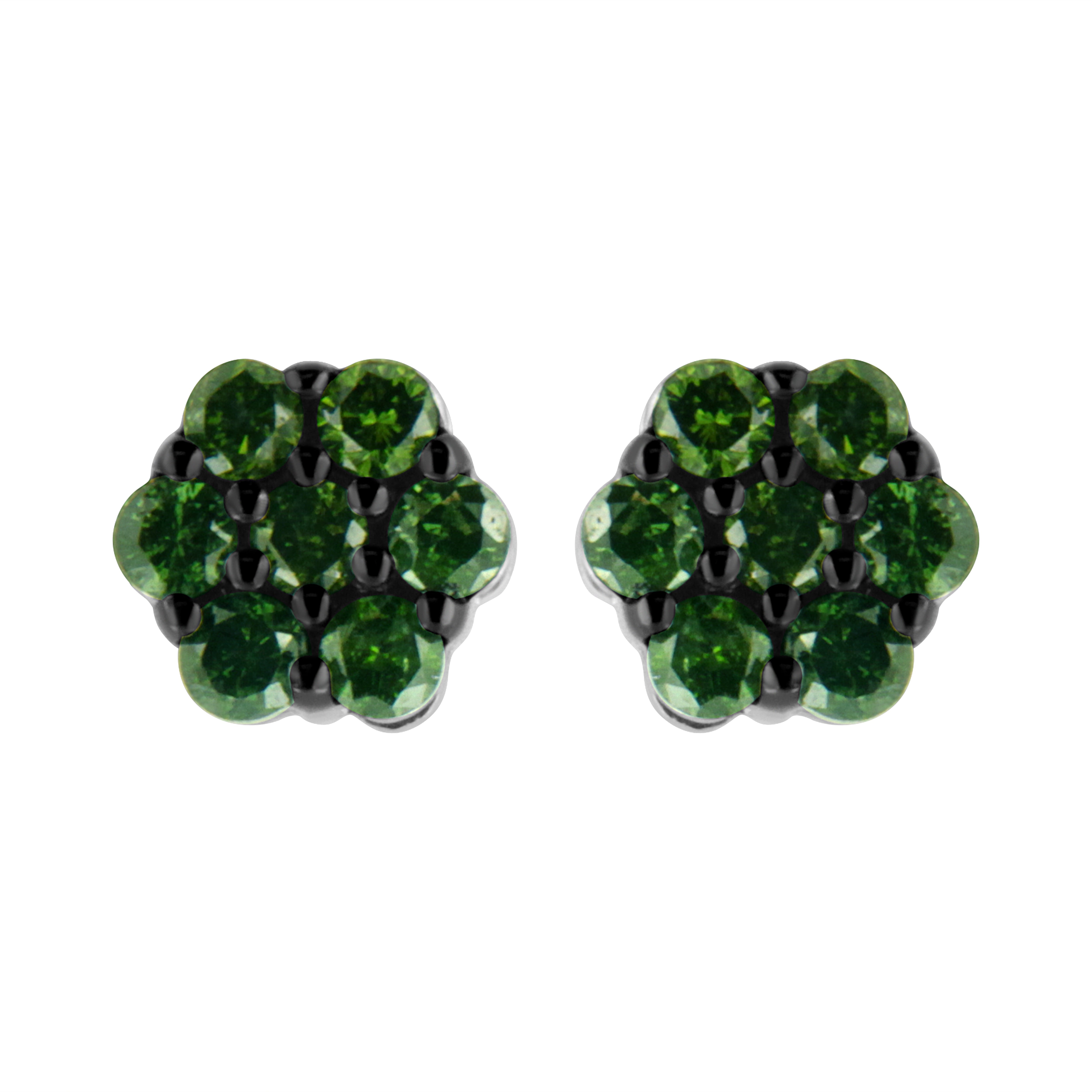 .925 Sterling Silver 1/4 Cttw Treated Yellow Diamond Floral Stud Earrings Yellow Color, I1-I2 Clarity on sale at MyriadMart