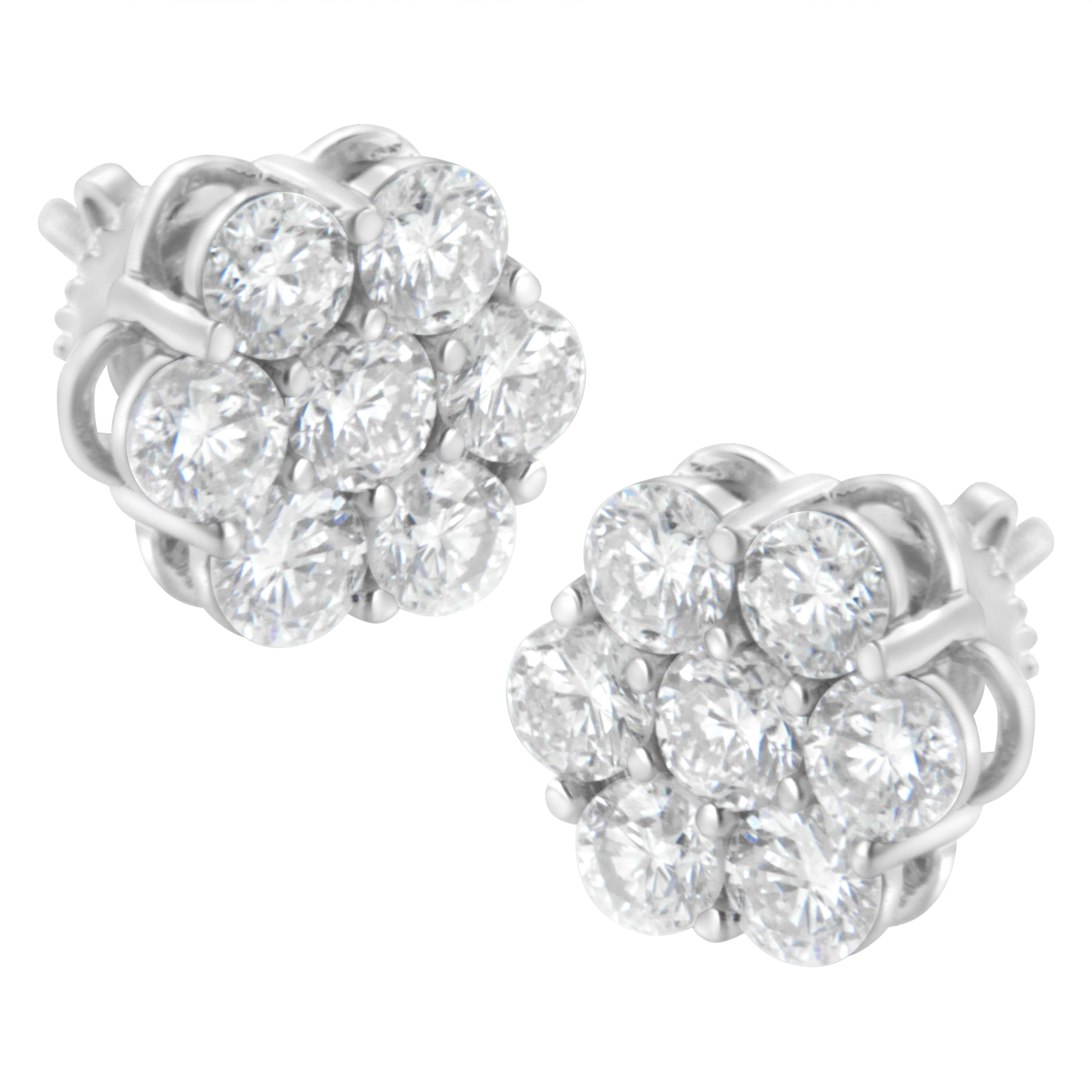 Sterling Silver 2 cttw Floral Composite 7 Stone Diamond Stud Earring I-J, I1-I2 on sale at MyriadMart