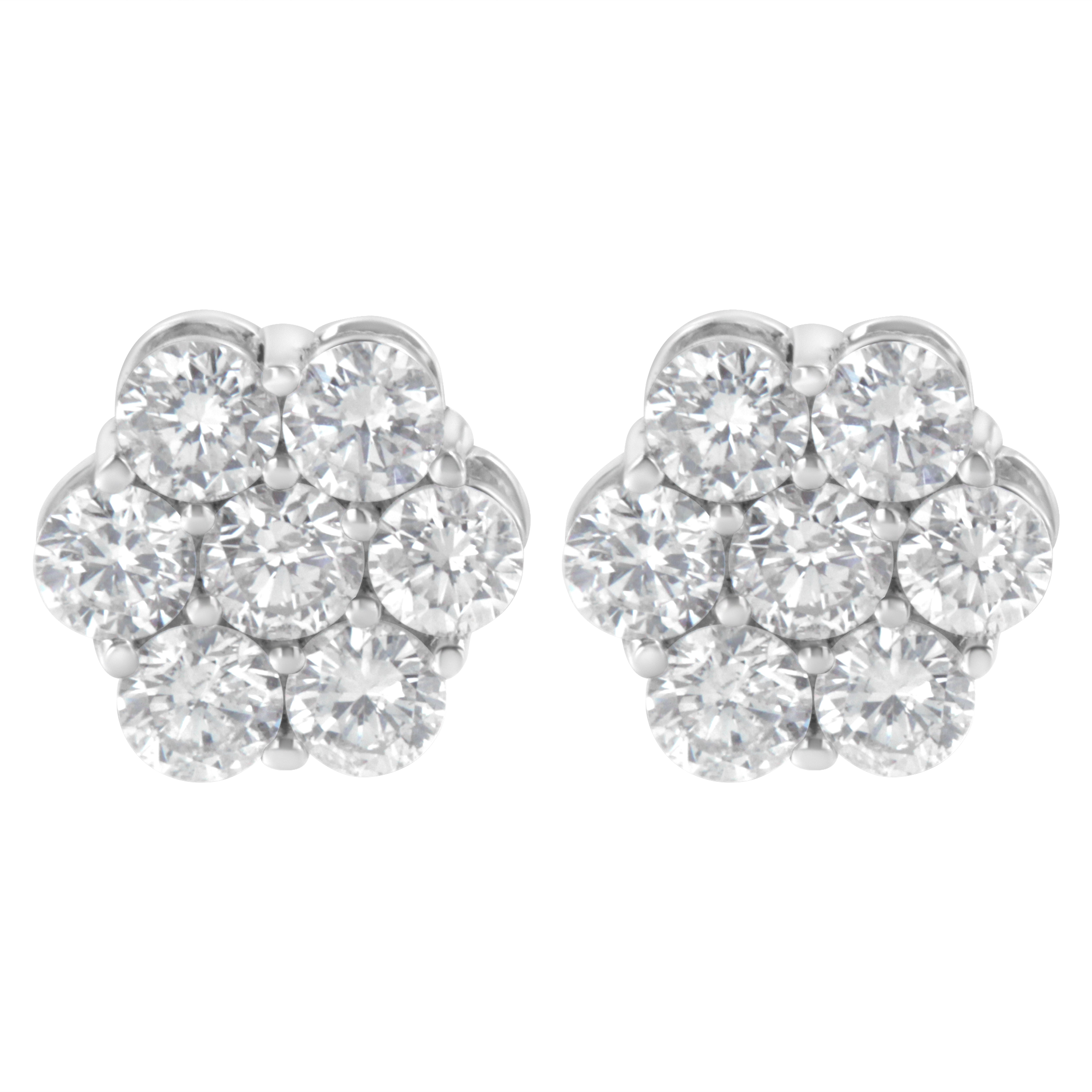 Sterling Silver 2 cttw Floral Composite 7 Stone Diamond Stud Earring I-J, I1-I2 on sale at MyriadMart