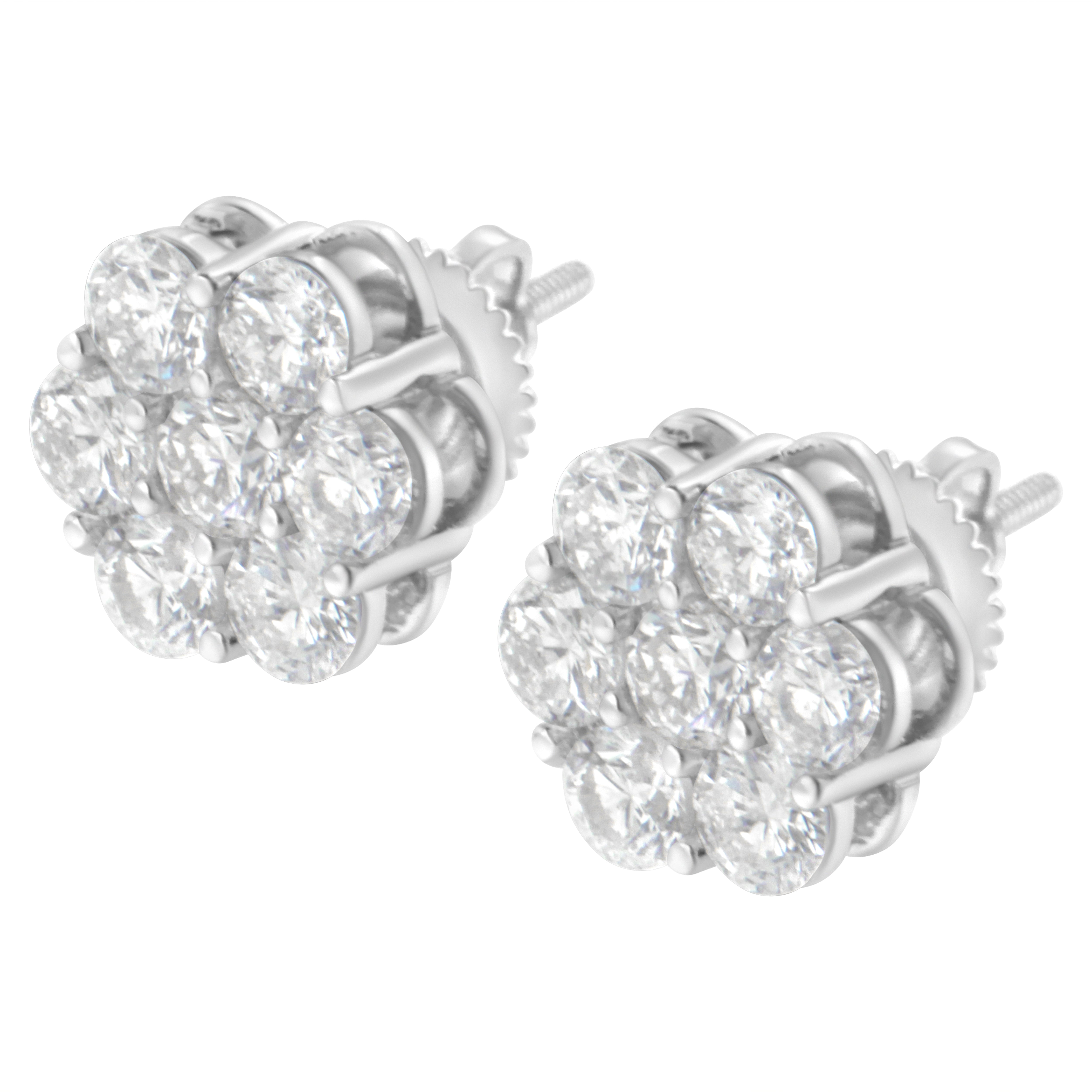 Sterling Silver 2 cttw Floral Composite 7 Stone Diamond Stud Earring I-J, I1-I2 on sale at MyriadMart