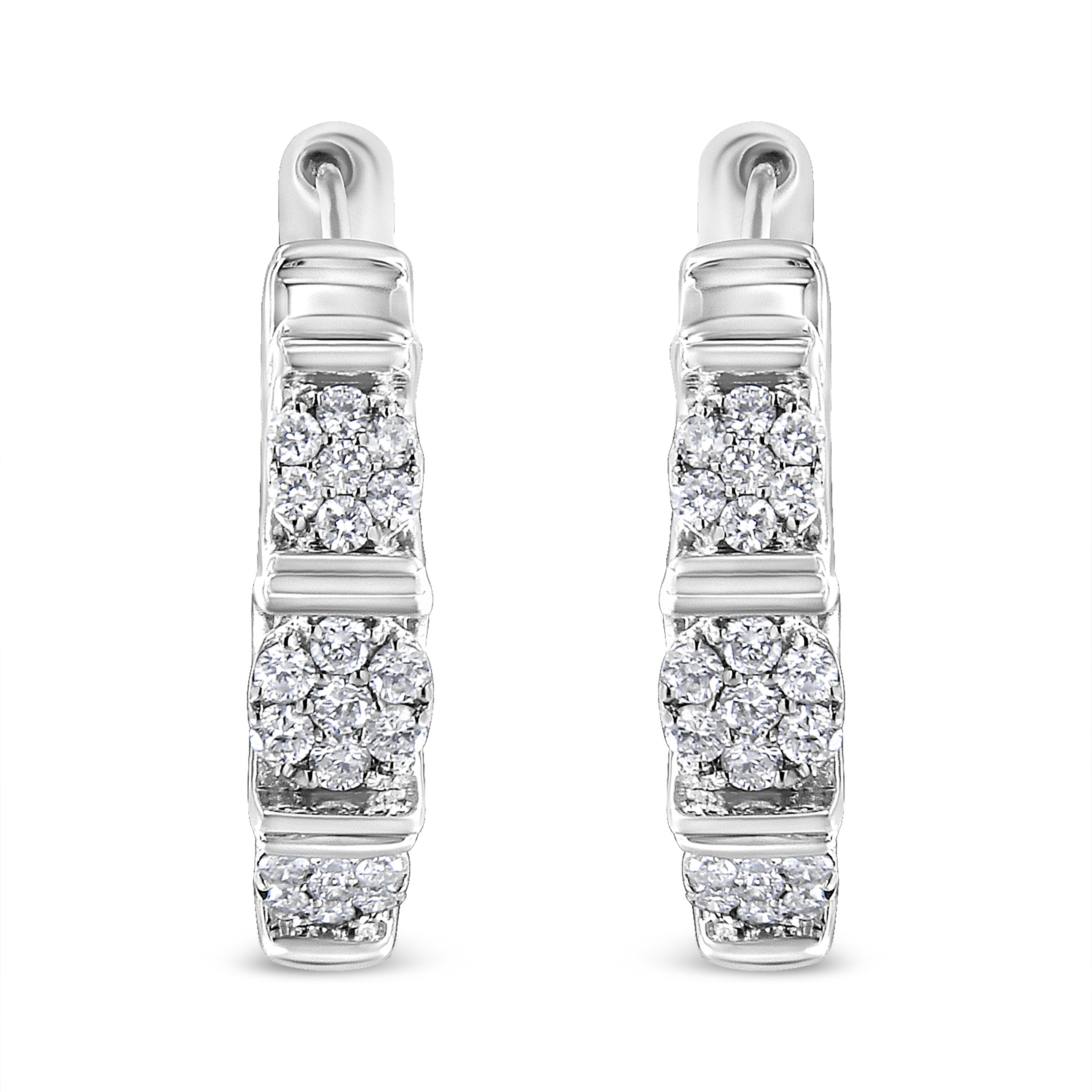 .925 Sterling Silver 1/2 Cttw Lab Grown Round Diamond Floral Cluster Hoop Earrings F-G Color, SI1-SI2 Clarity on sale at MyriadMart