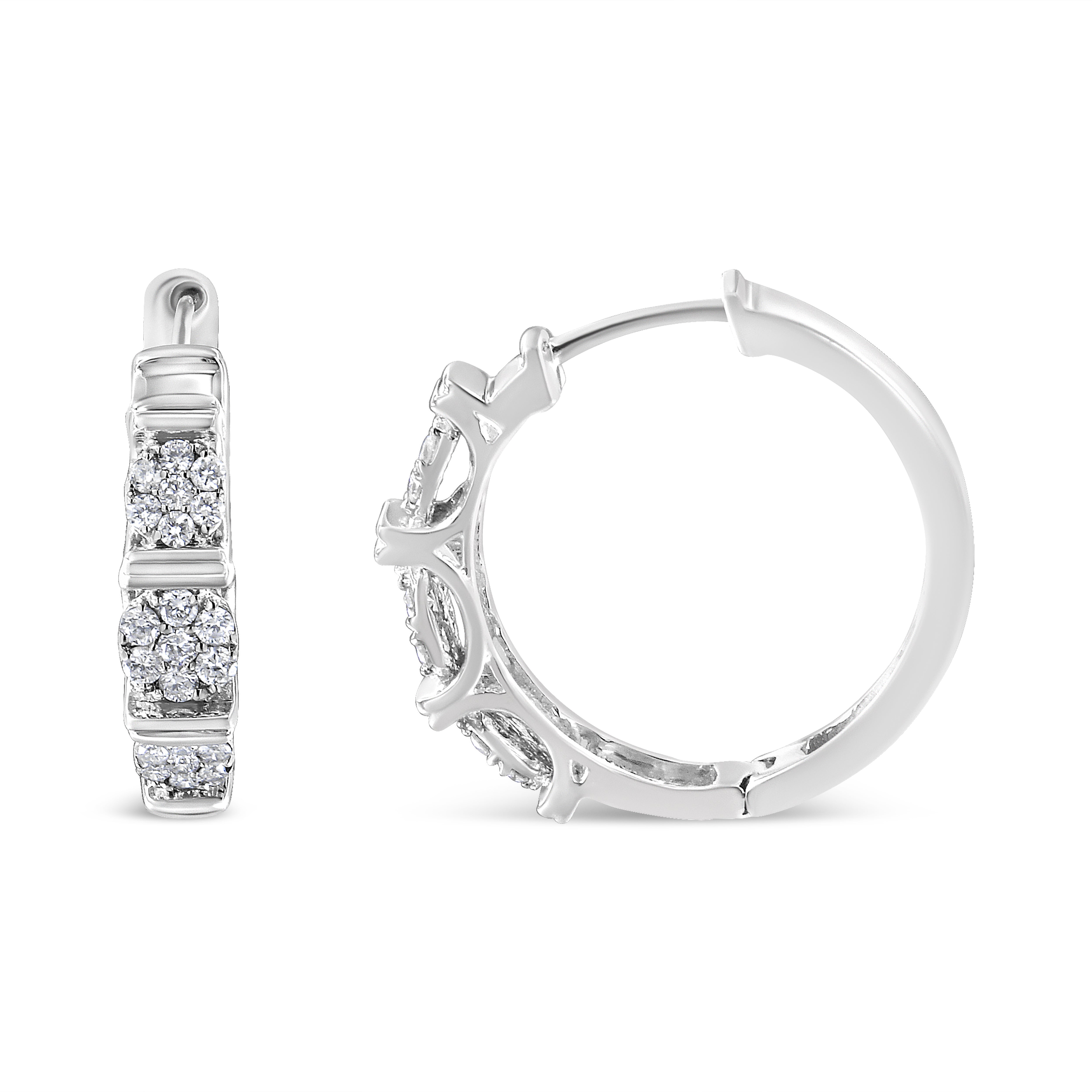 .925 Sterling Silver 1/2 Cttw Lab Grown Round Diamond Floral Cluster Hoop Earrings F-G Color, SI1-SI2 Clarity on sale at MyriadMart