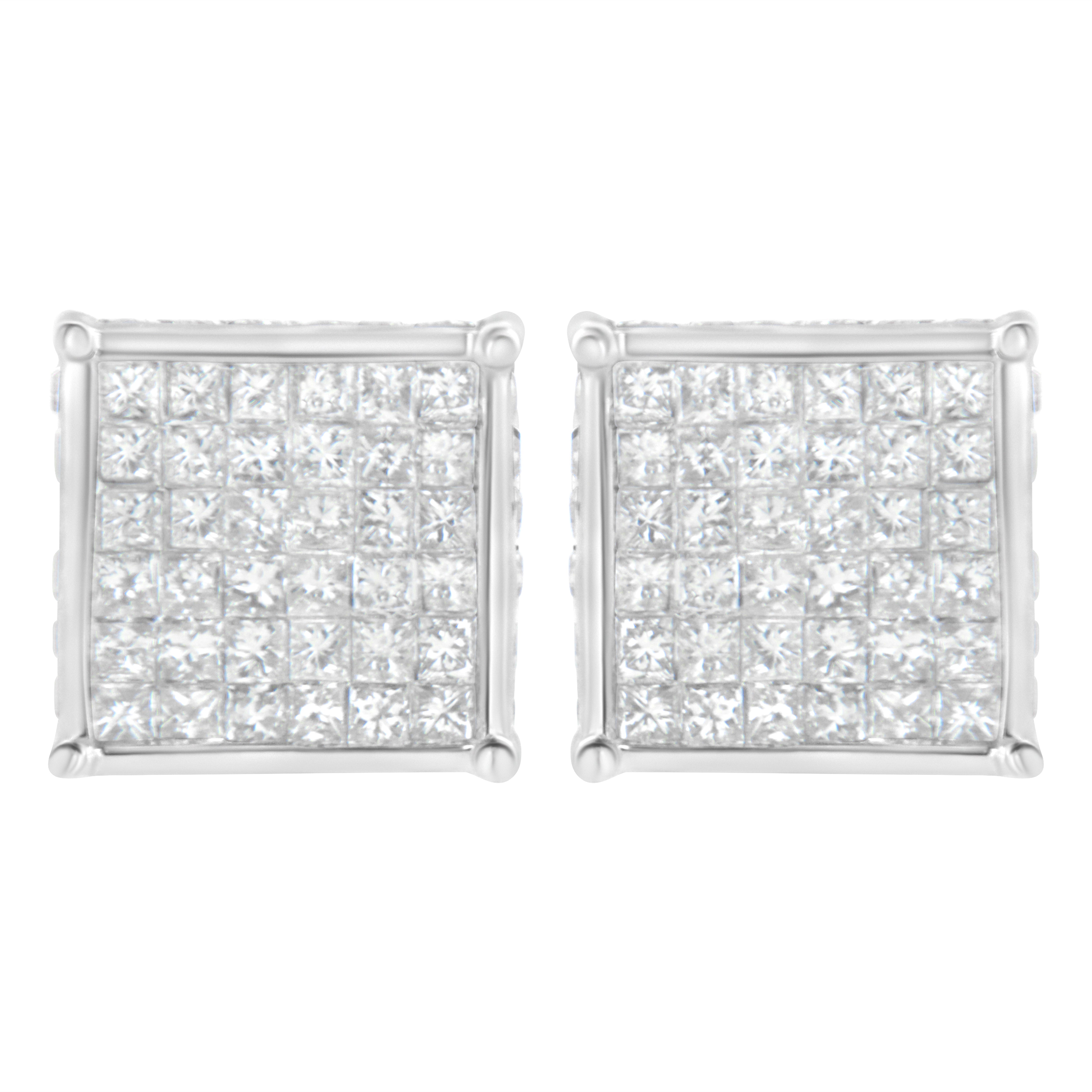 10K White Gold 2ct TDW Princess-Cut Composite Diamond Stud Earring I-J ,I2-I3 on sale at MyriadMart