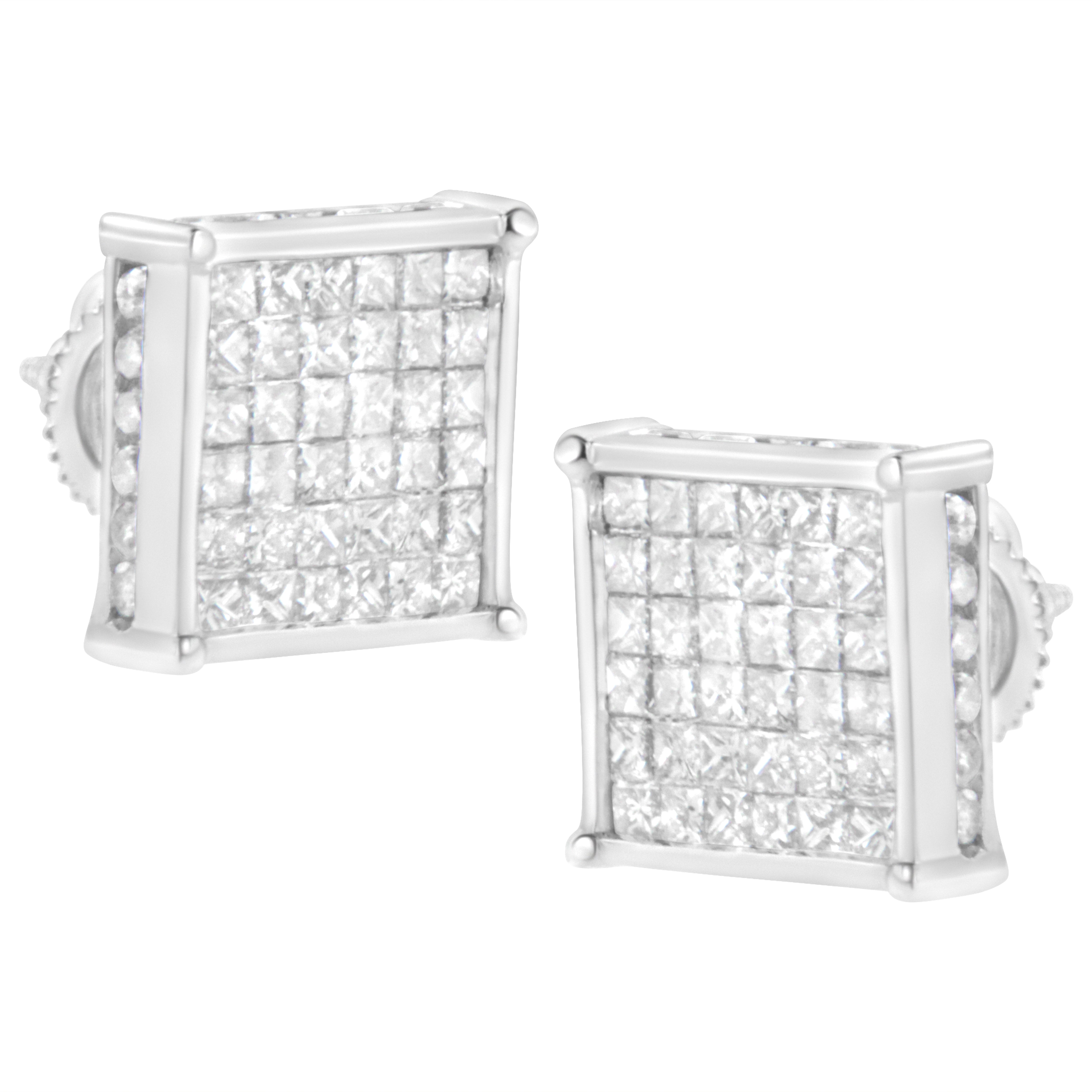 10K White Gold 2ct TDW Princess-Cut Composite Diamond Stud Earring I-J ,I2-I3 on sale at MyriadMart