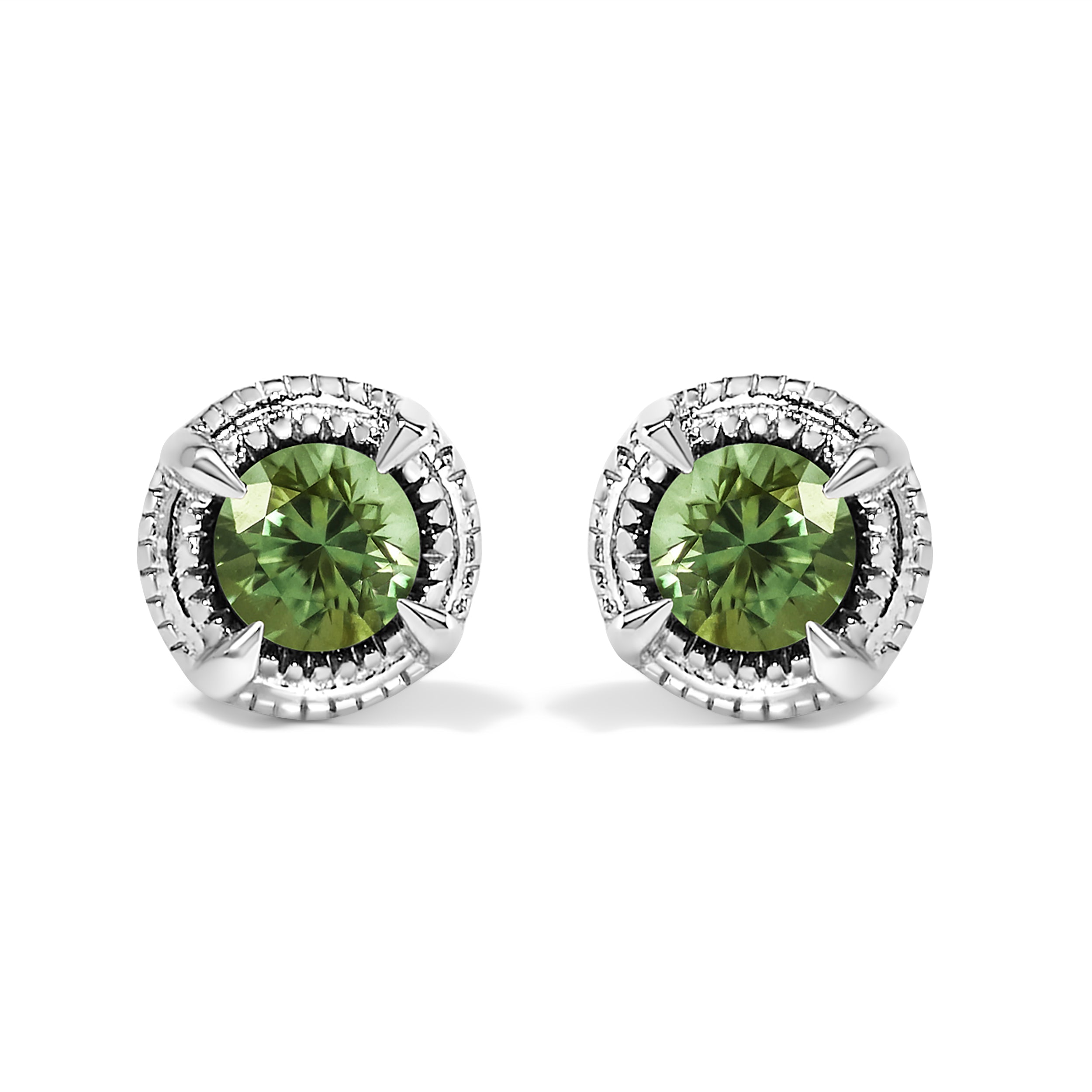 .925 Sterling Silver 1 cttw Treated Black Diamond Modern 4-Prong Solitaire Milgrain Stud Earrings Black Color, I1-I2 Clarity on sale at MyriadMart