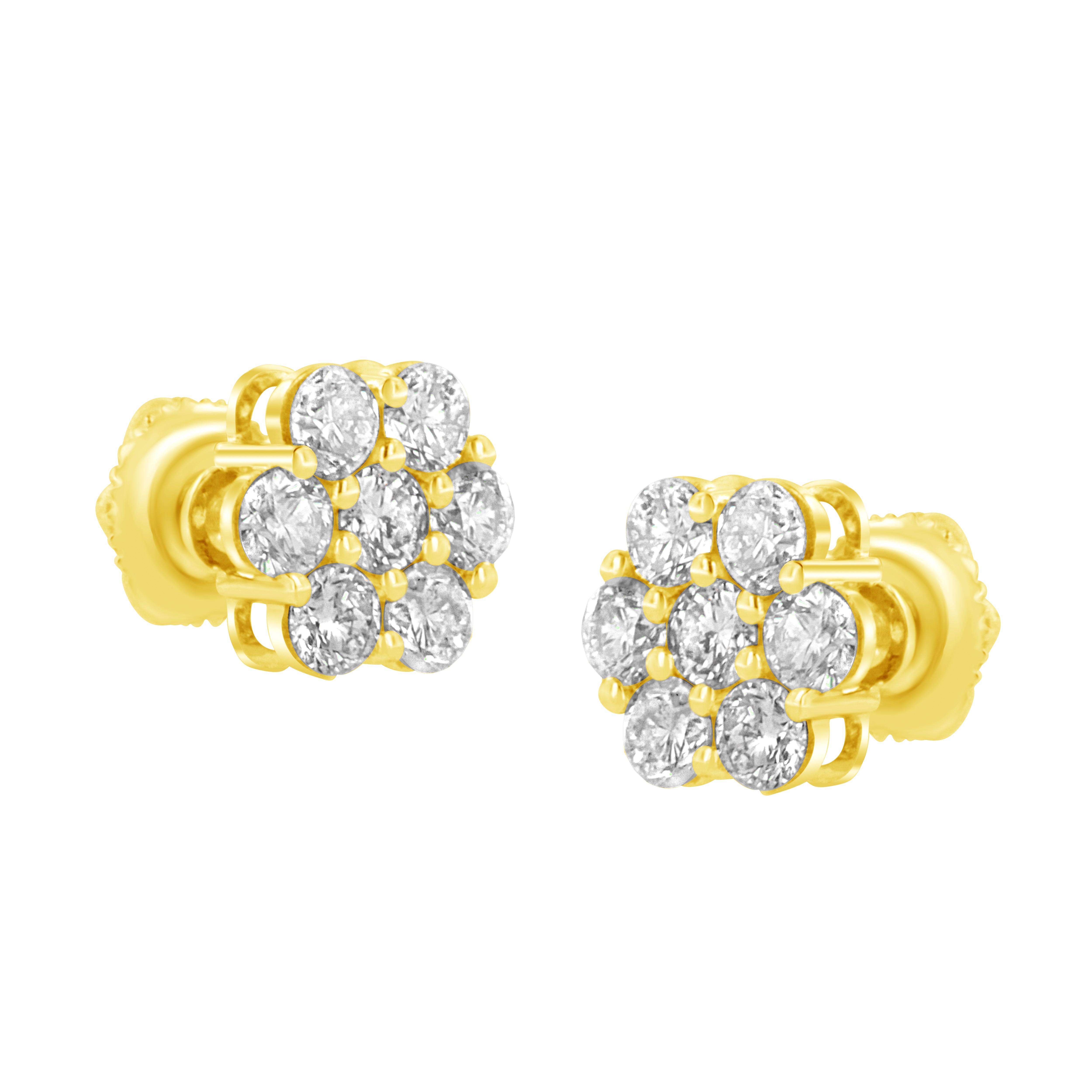 14K Yellow Gold 1.0 Cttw Diamond Flower Earring J-K Color, I1-I2 Clarity on sale at MyriadMart