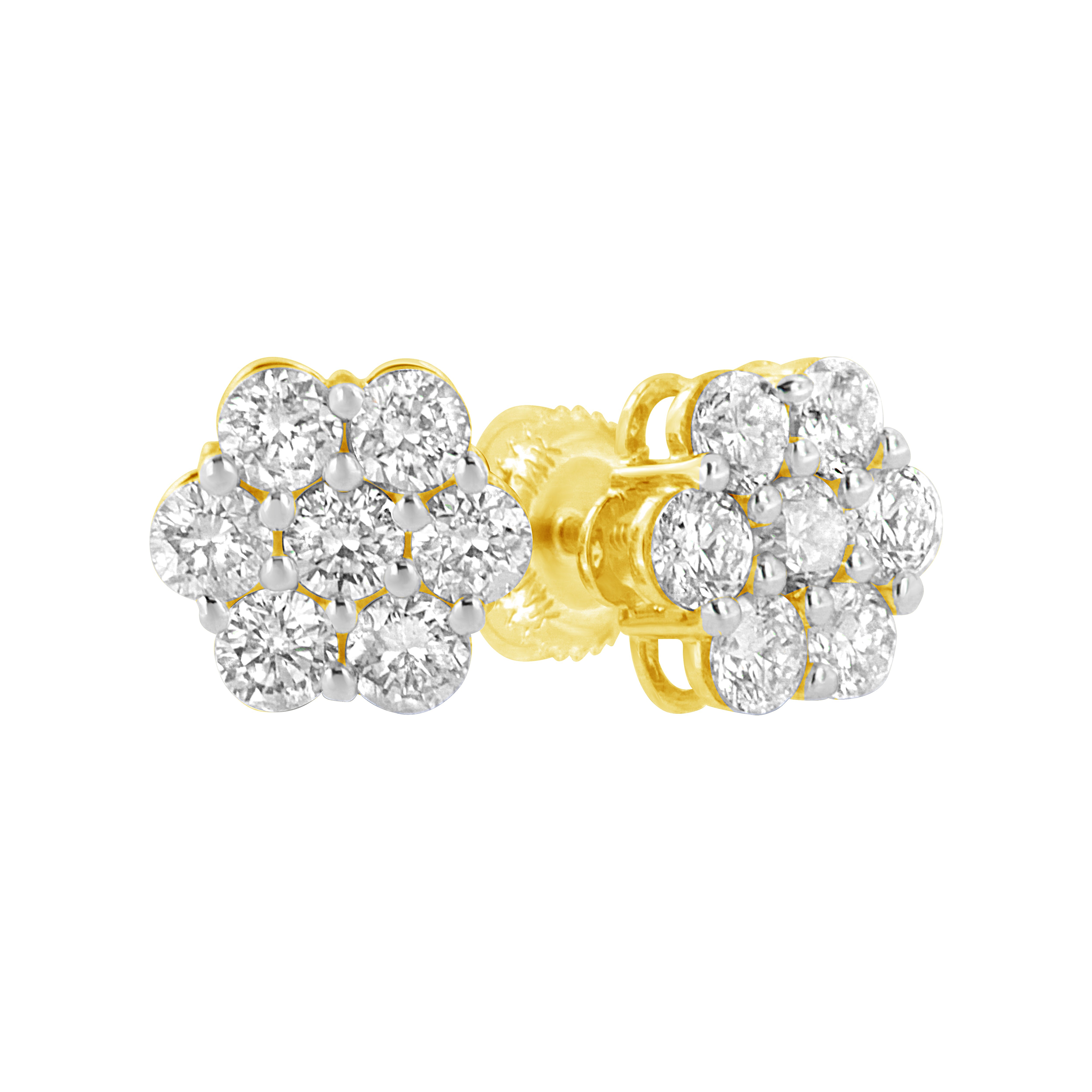 14K Yellow Gold 1.0 Cttw Diamond Flower Earring J-K Color, I1-I2 Clarity on sale at MyriadMart