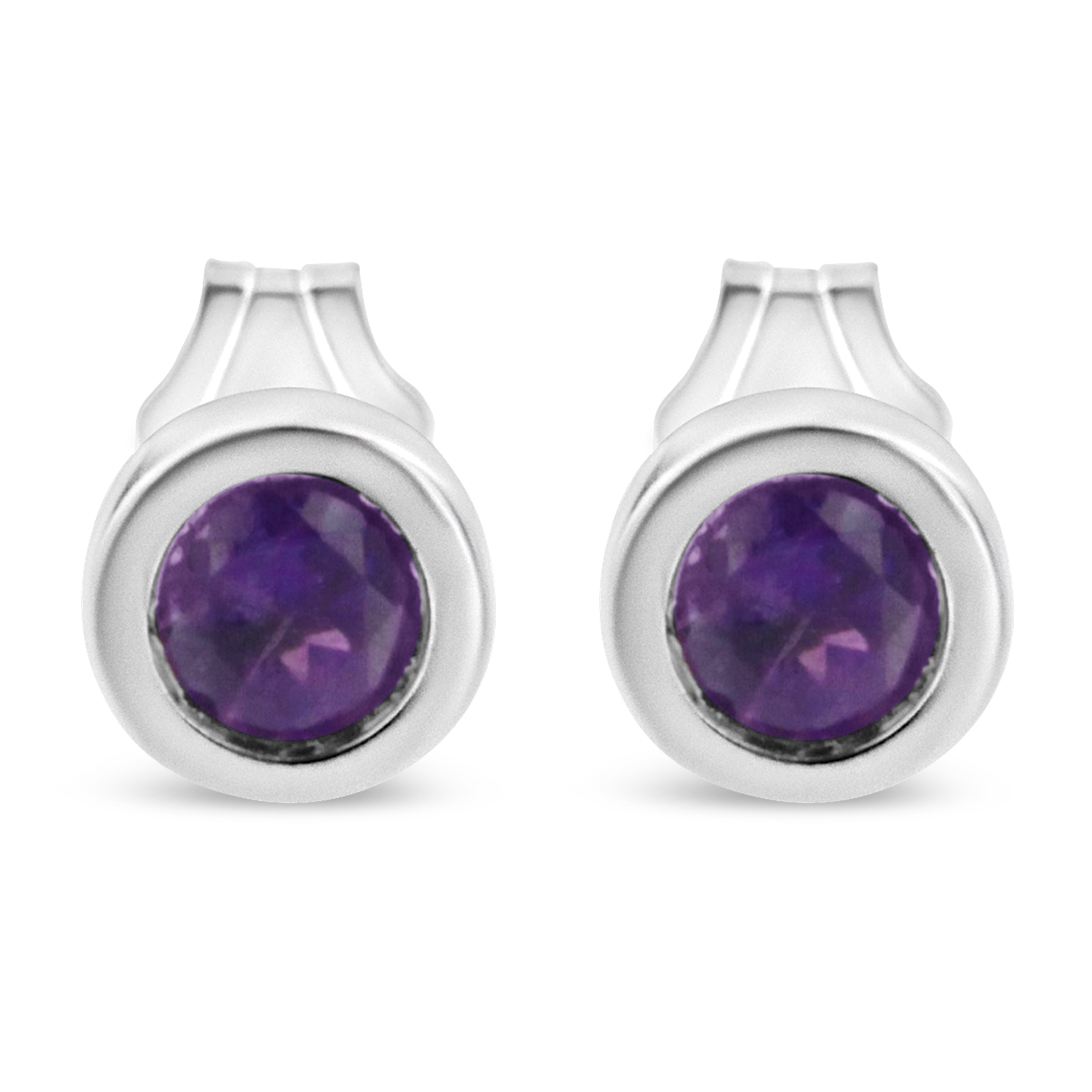 .925 Sterling Silver Bezel Set 3.5mm Created Red Ruby Gemstone Solitaire Stud Earrings on sale at MyriadMart