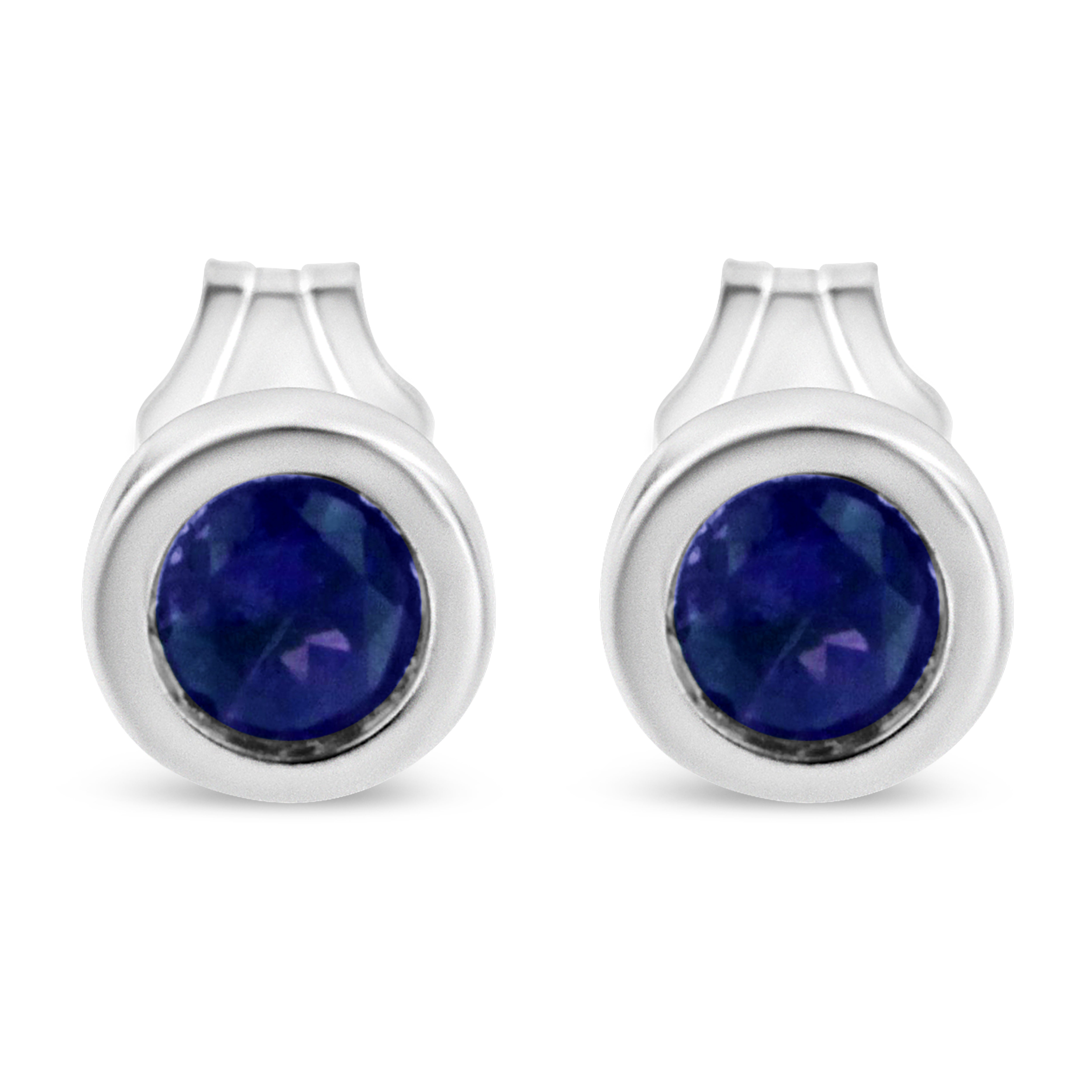 .925 Sterling Silver Bezel Set 3.5mm Created Red Ruby Gemstone Solitaire Stud Earrings on sale at MyriadMart