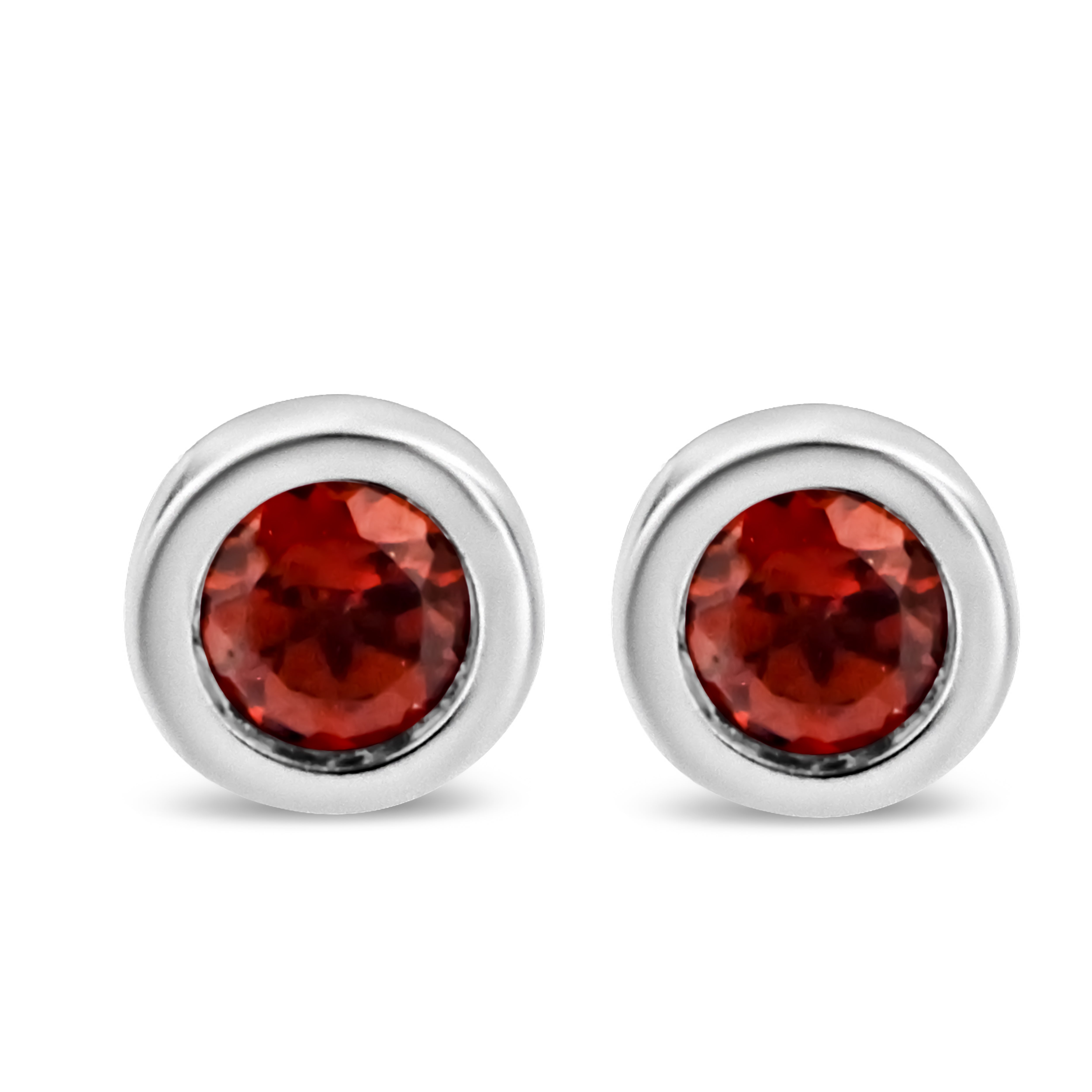 .925 Sterling Silver Bezel Set 3.5mm Created Red Ruby Gemstone Solitaire Stud Earrings on sale at MyriadMart